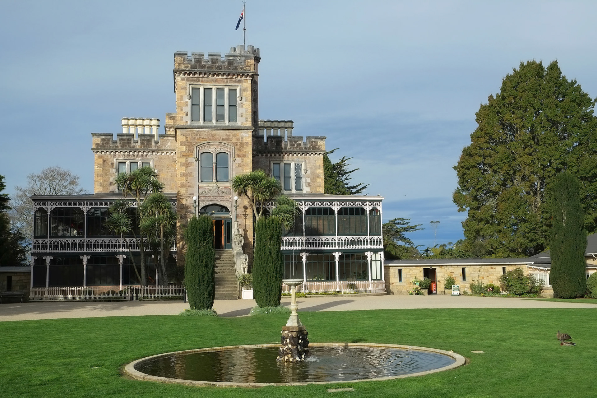 Larnach Castle is a mock castle on the ridge of the Otago Peninsulai. The house was built by the prominent entrepreneur and politician, William Larnach.