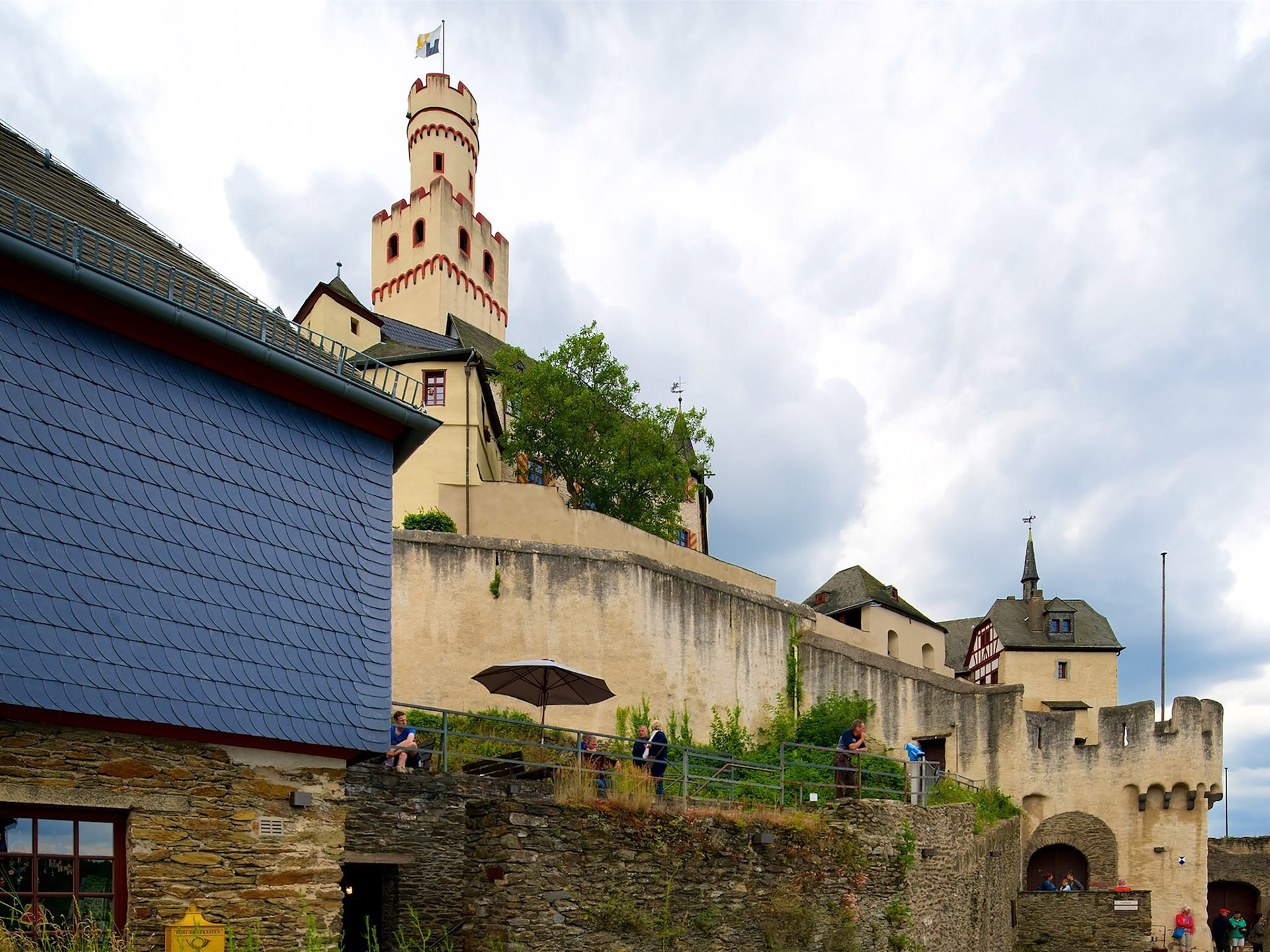 Marksburg Castle viewed just before entering through the Riders’ Stairway.