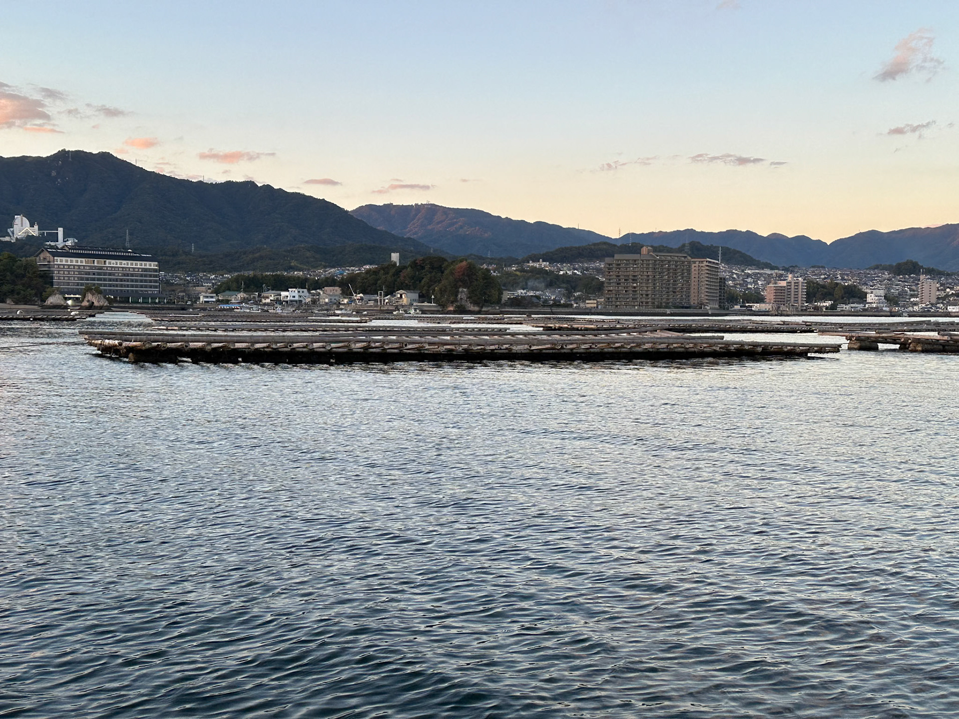 Oyster farm rafts in Onoseto Strait