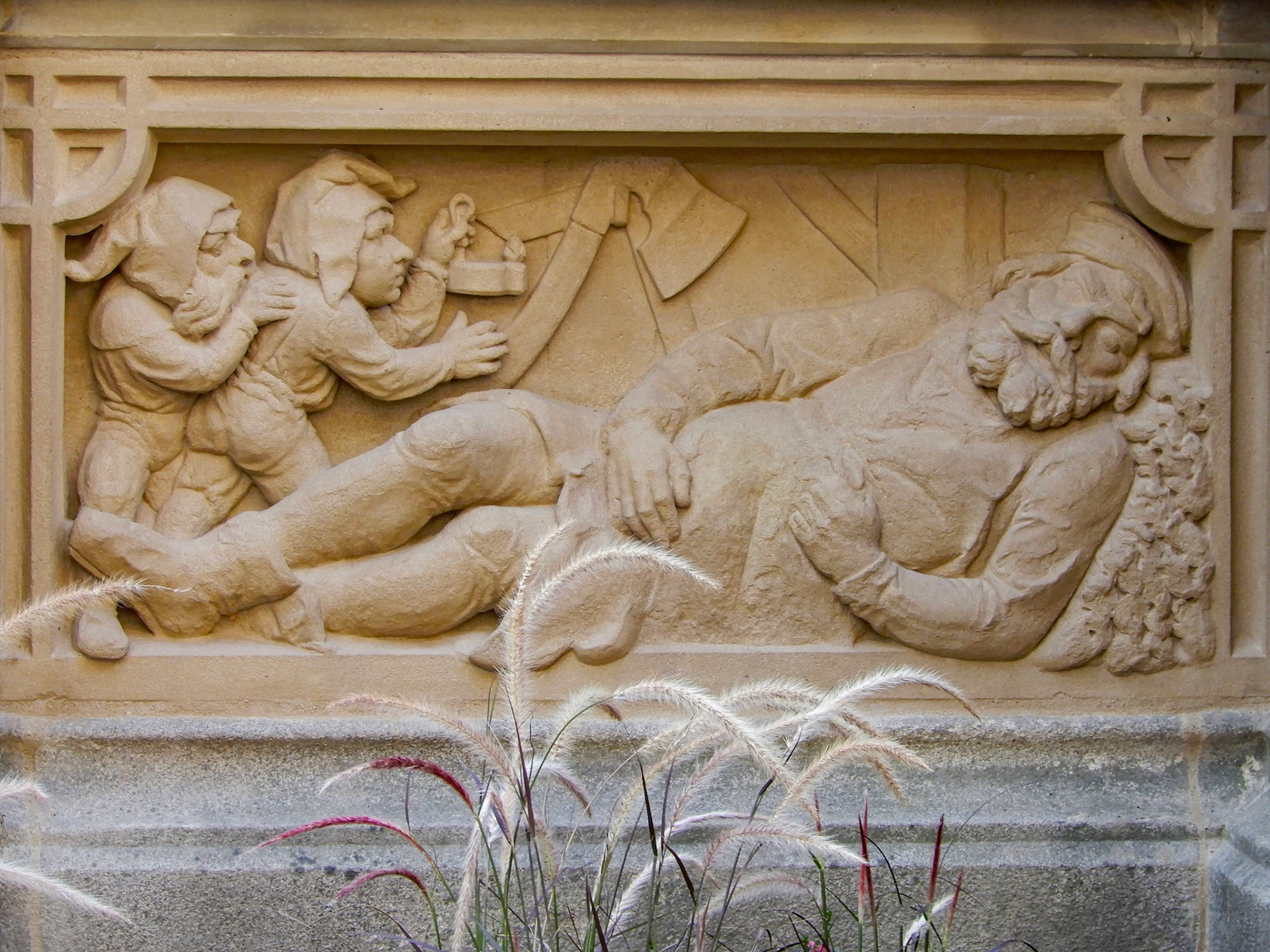 The Woodcutter sleeps while the Gnomes work