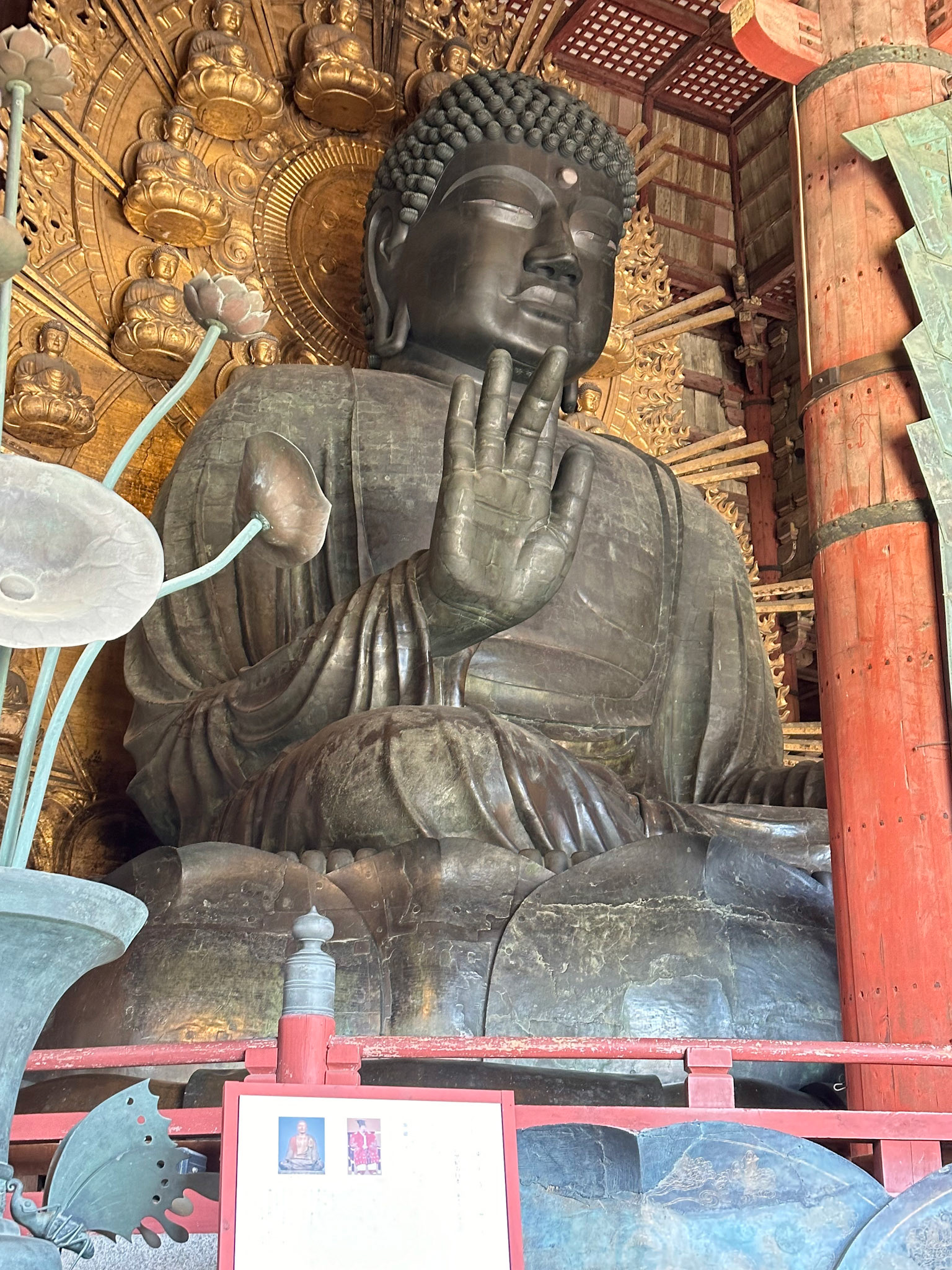 Great Buddha (Daibutsu) - his open hand alone is as tall as a human being