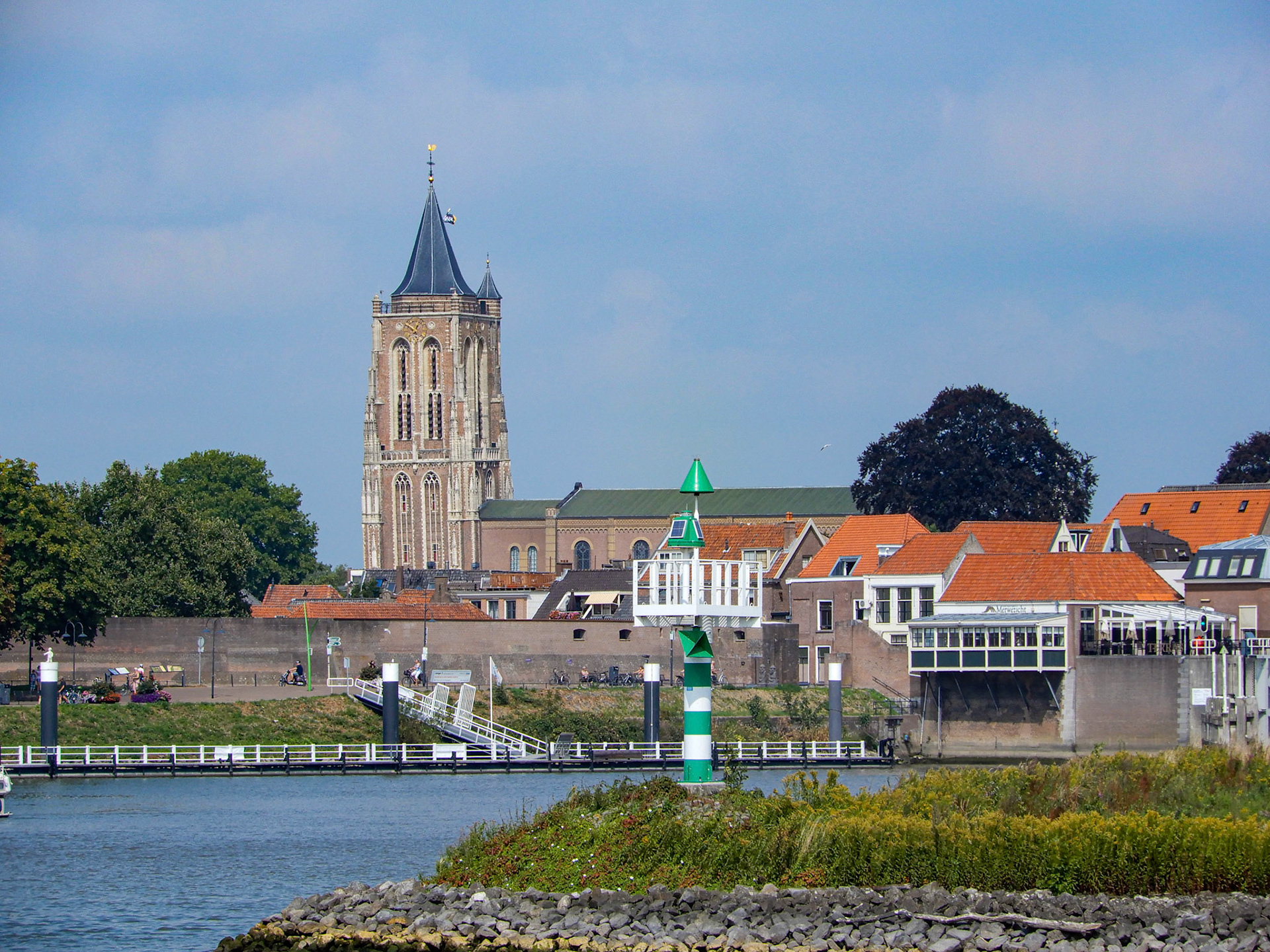 Town of Gorinchem along the Waal river in the Netherlands