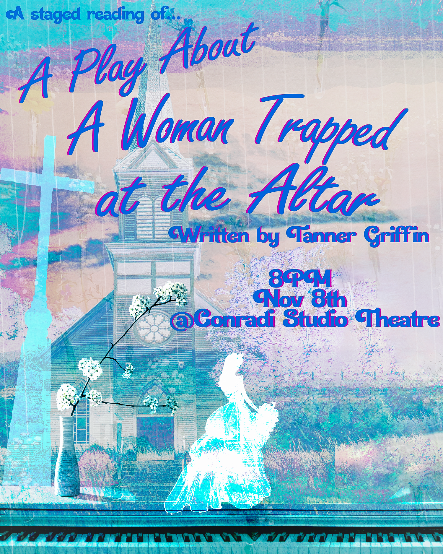 Poster for White Mouse Production's play "A Play About a Woman Trapped at the Altar" Sep 2024