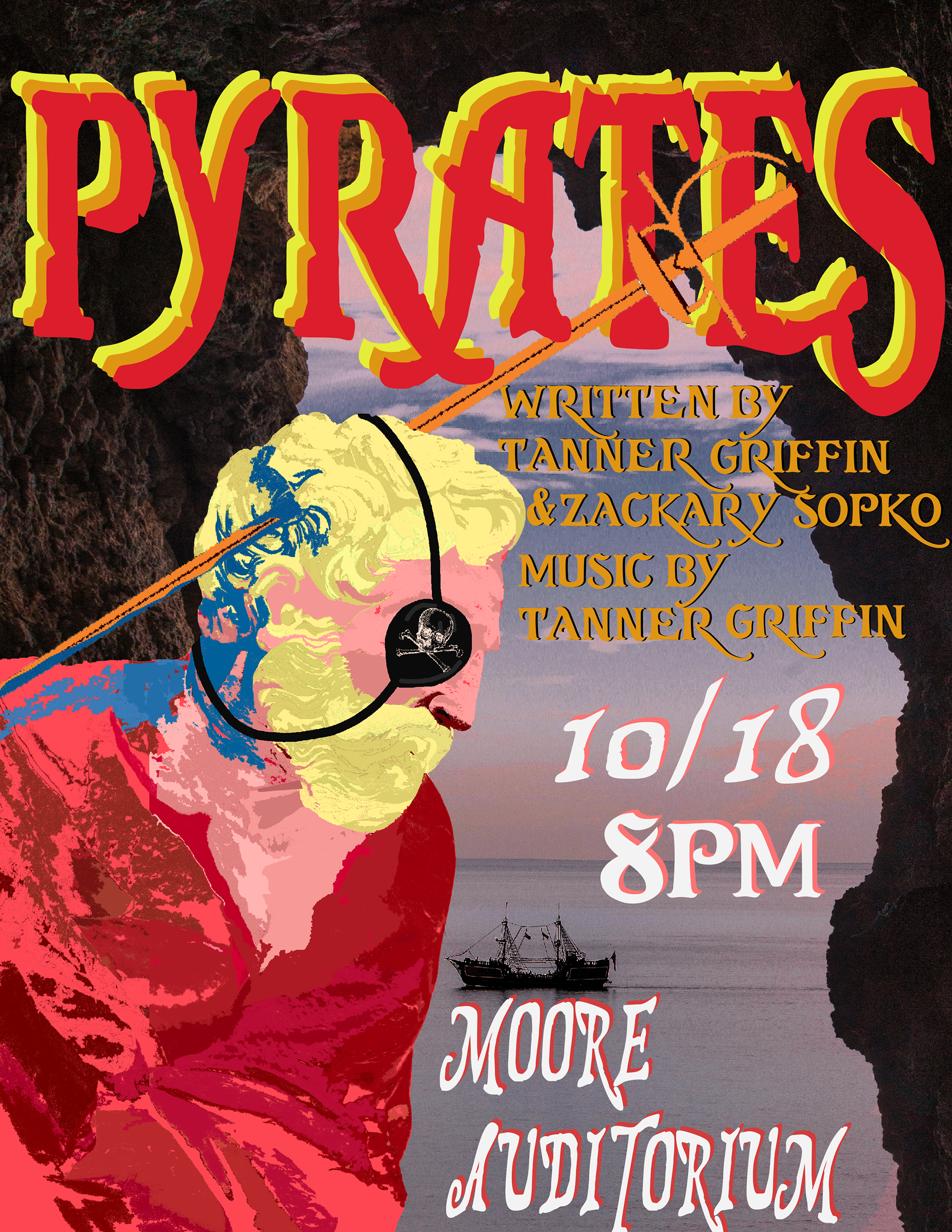 Poster for White Mouse Production's play "Pyrates" Oct 2024