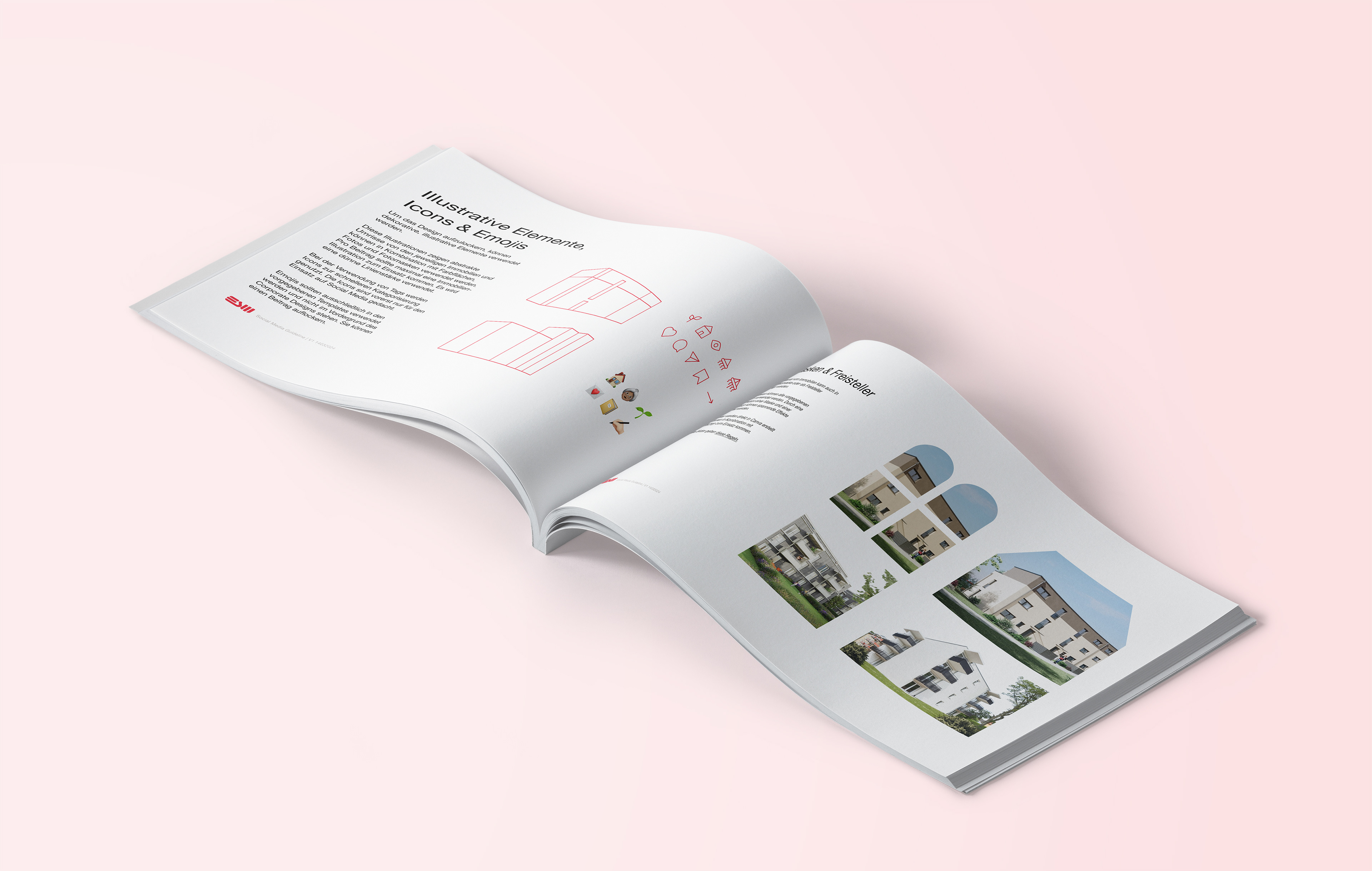 Auszug aus dem Design Guide, Abbildung von Illustrationen und Formensprache