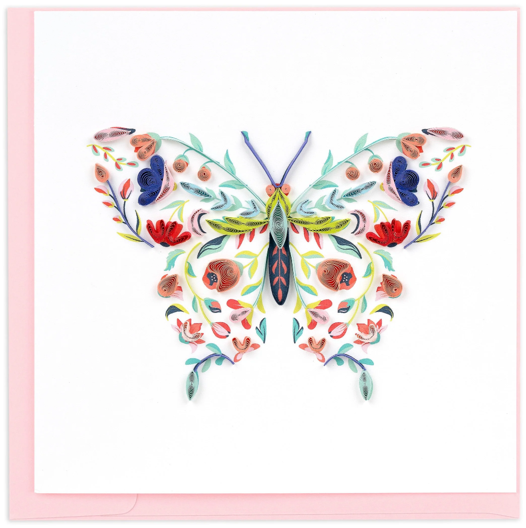Floral Butterfly Quilled Greeting Card