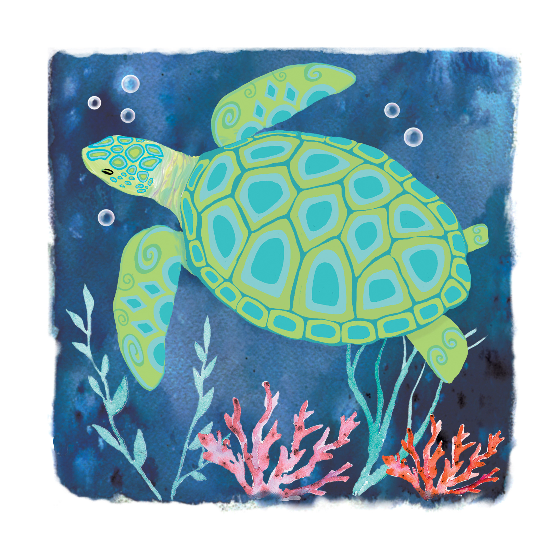 "Decorative Sea Turtle" - Mix Media