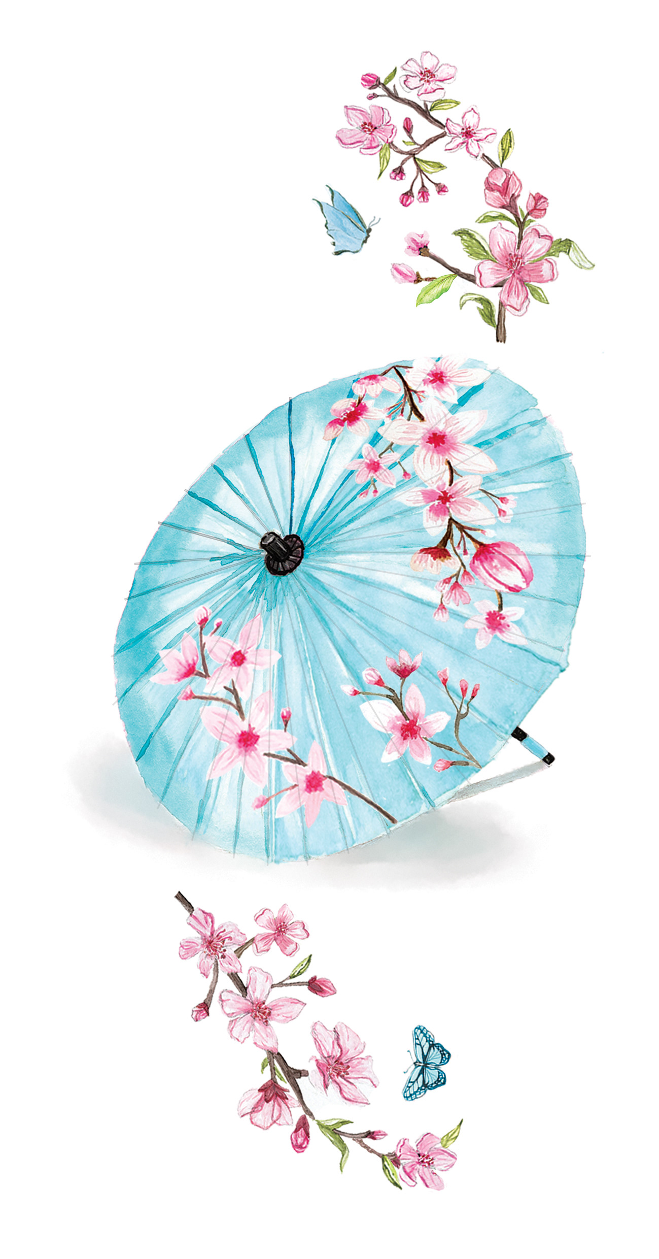 Japanese Umbrella - Watercolor