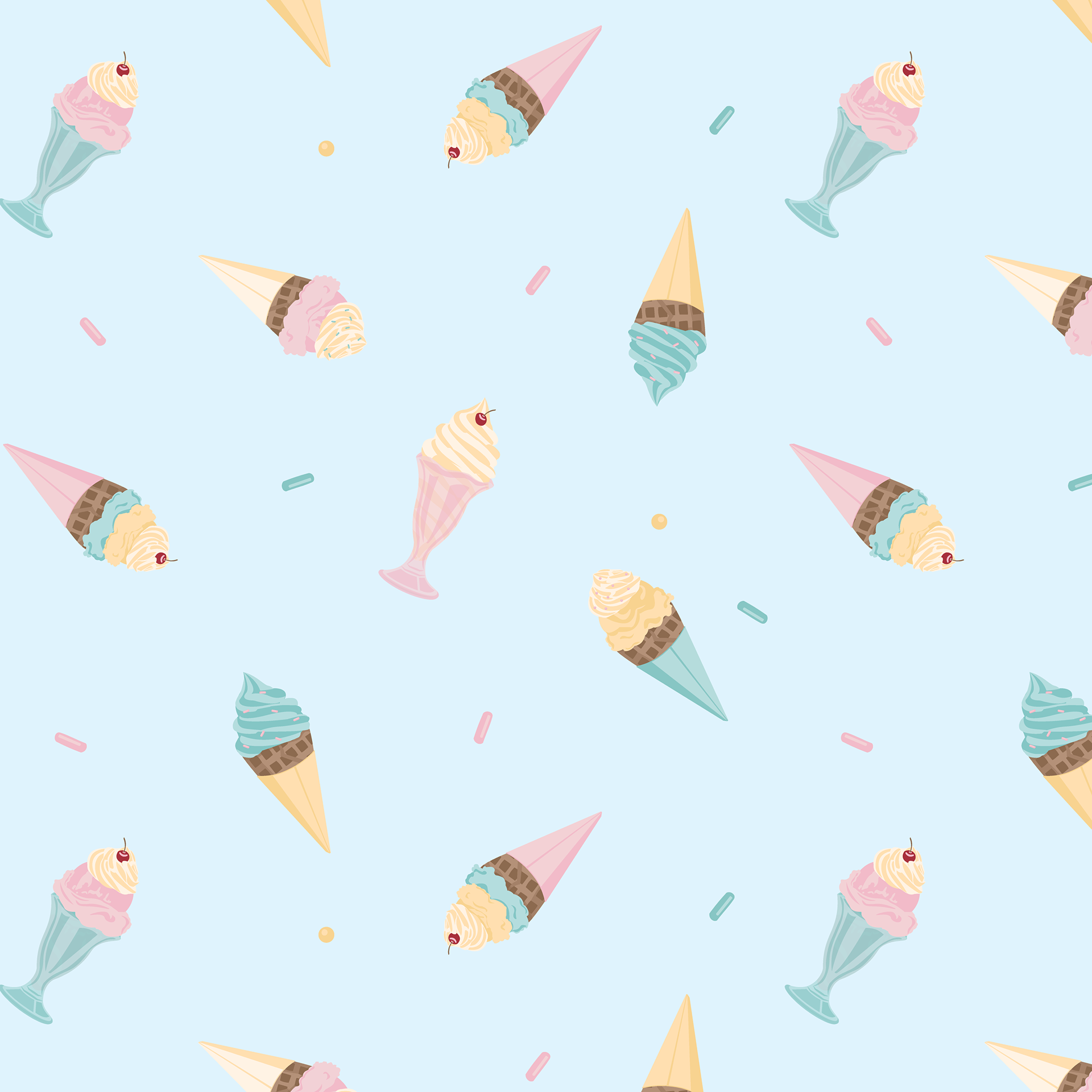 Ice Cream Sundae Pattern in Vector