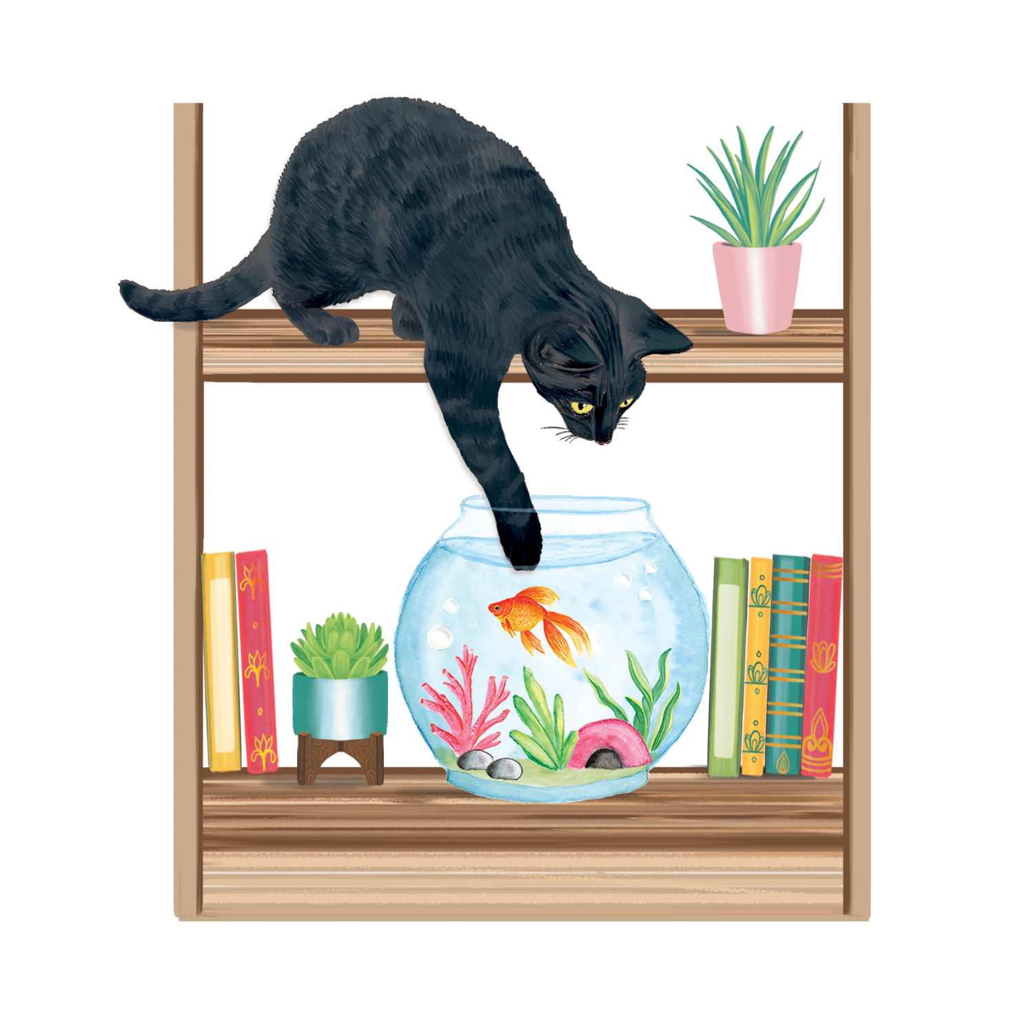 "Mischievous Cat" - Watercolor & Photoshop