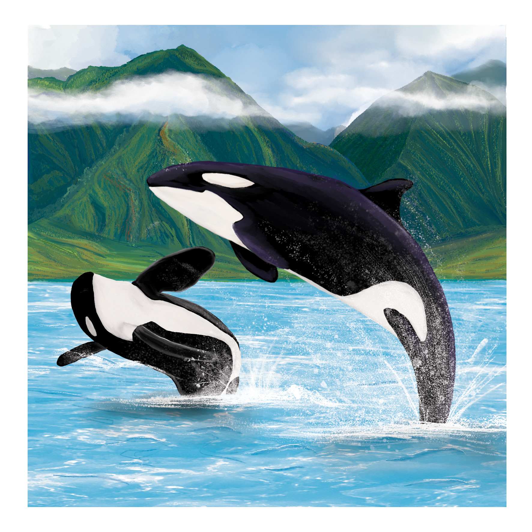 "Orca Whales" - Digital Oil Paint