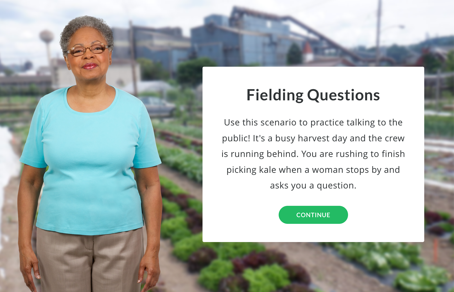 Articulate Rise was used to create a scenario included in the course