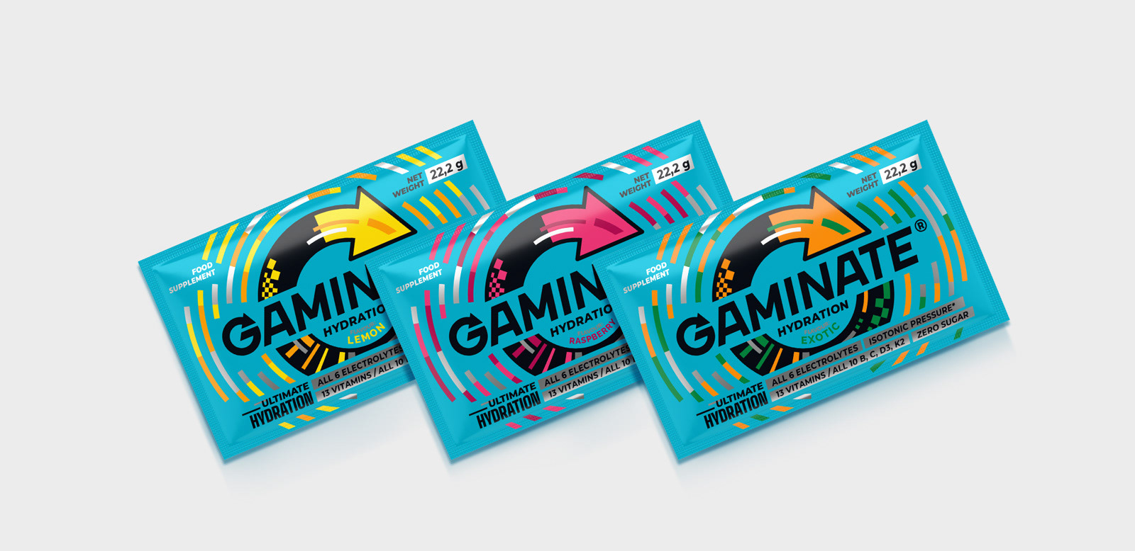 Gaminate Hydration sachets design visualization