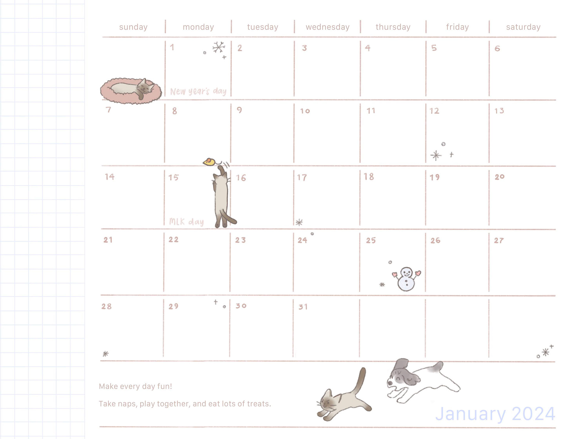2024 Calendar made for friends & family
