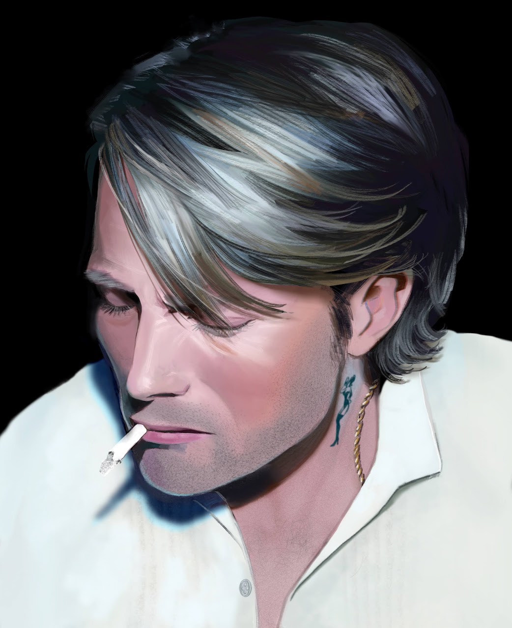 Portrait study of Mads Mikkelson