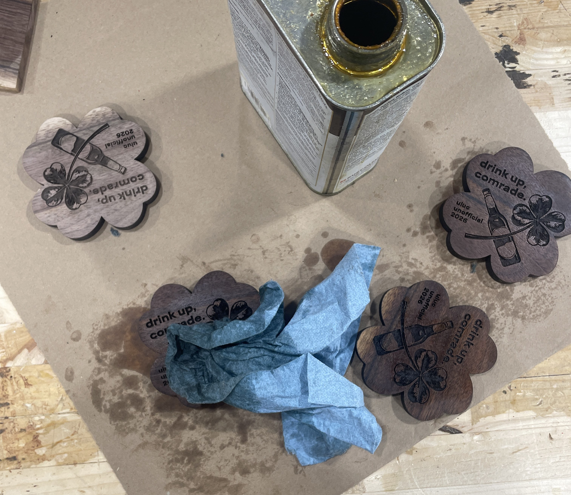 walnut coasters made using manual cnc and laser cutting and engraving.