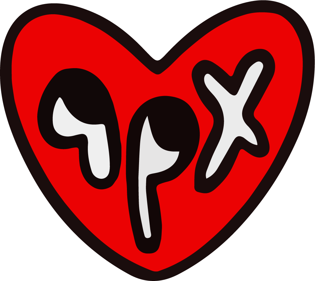 apx heart, eventually used on grey sweats and back of black tee
