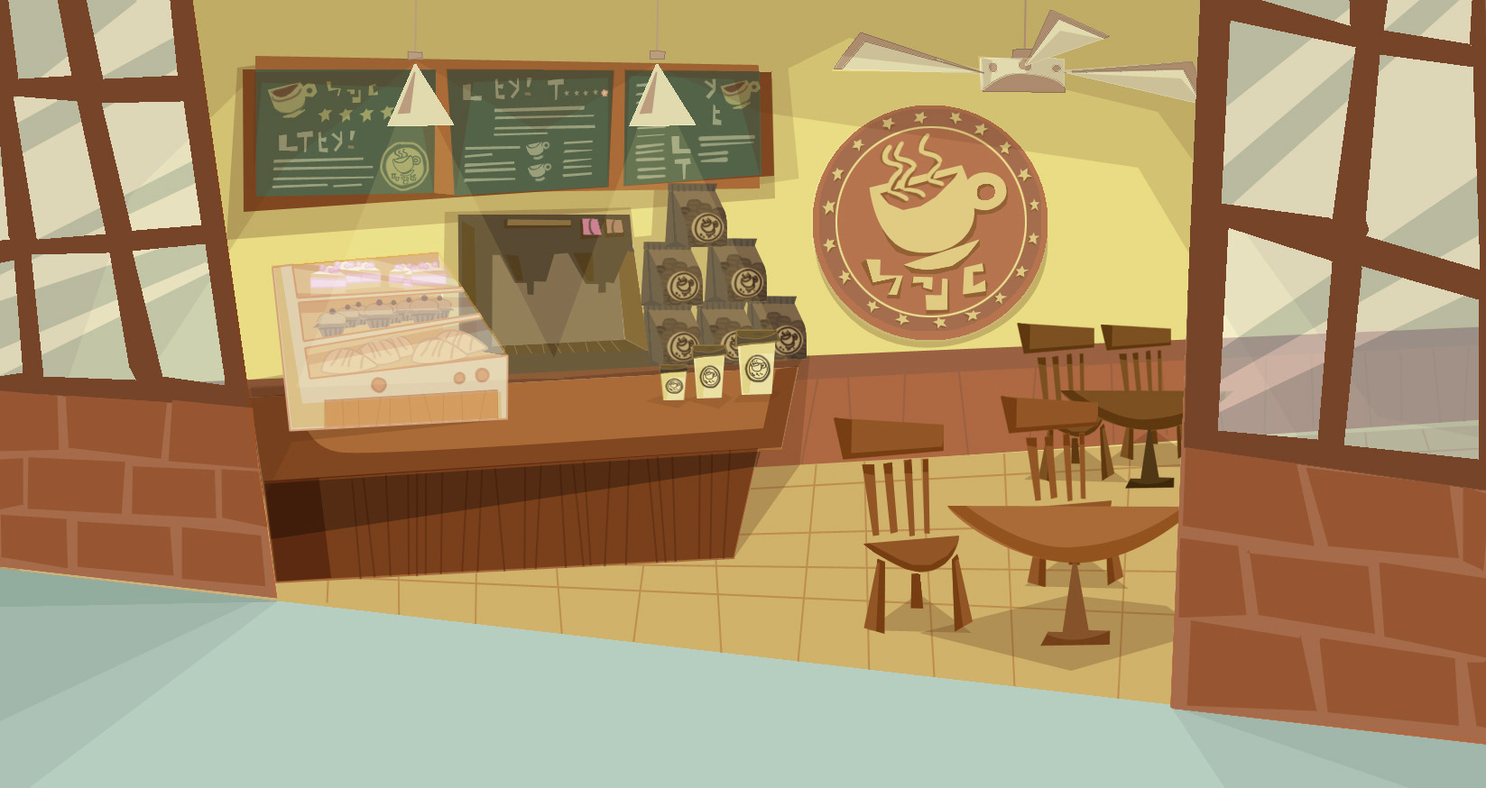 Clang Invasion: Interior of a mall cafe (2007, Photoshop)