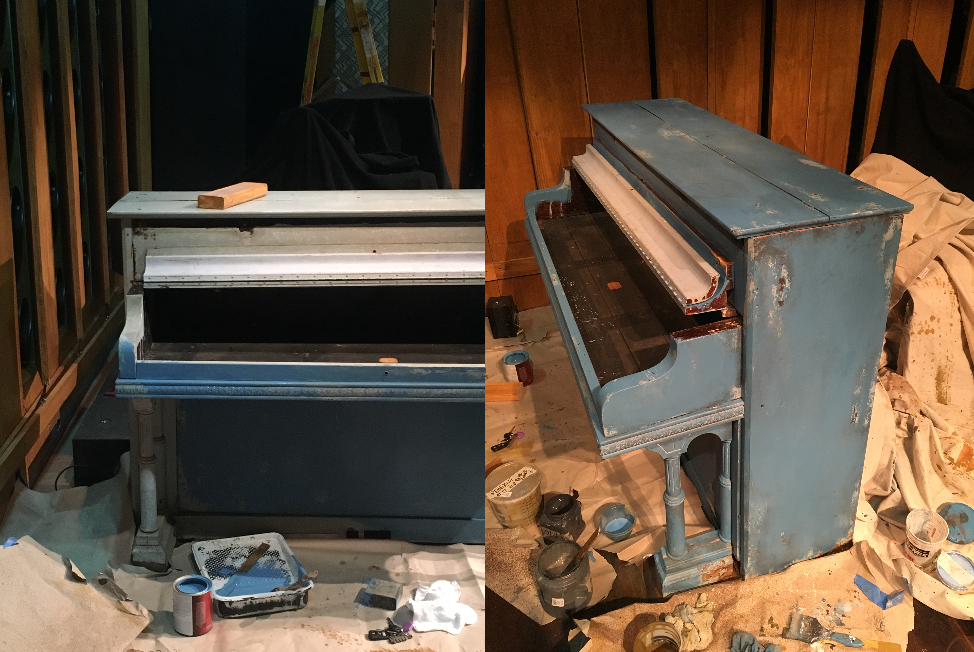 Repainted and distressed piano. 