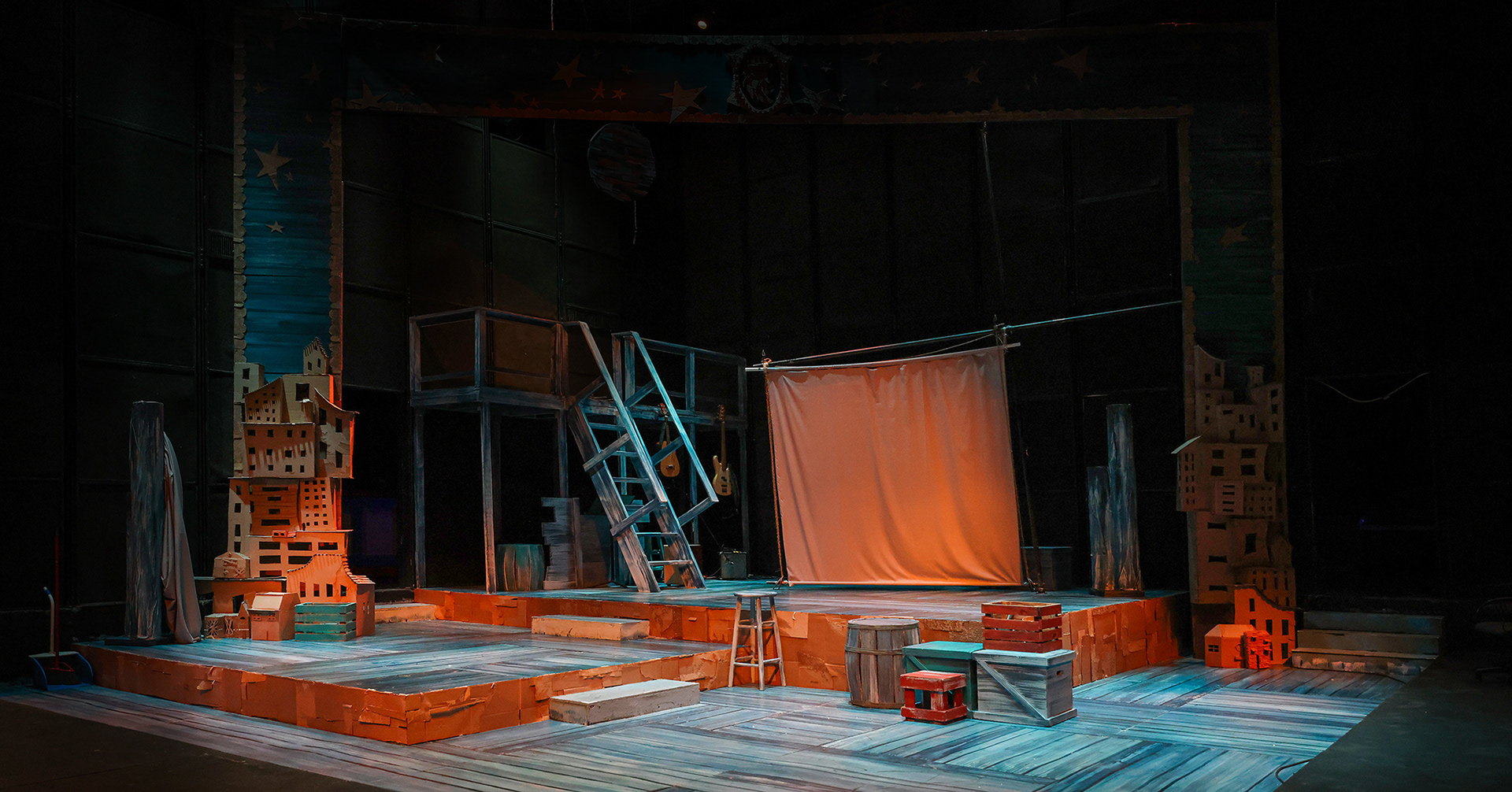Designed and fully painted this set for The Old Man and The Old Moon at Angelo State University. 
