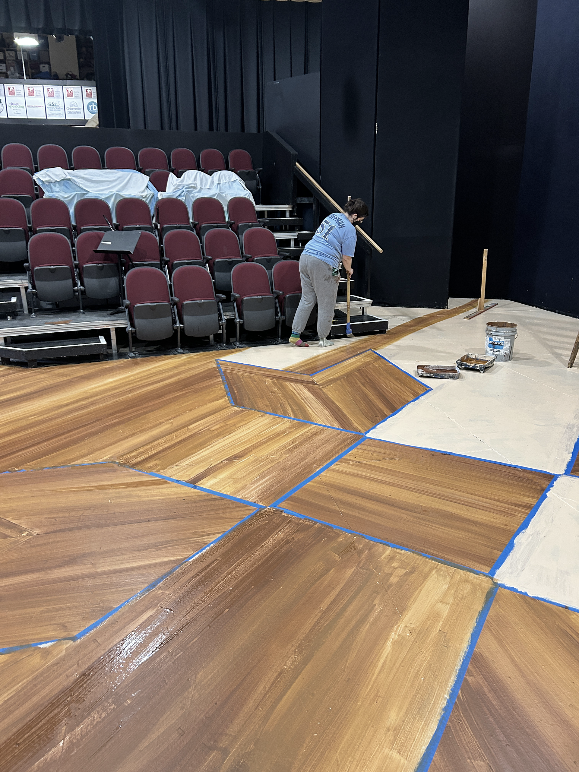 Scenic Painter for this Floor for Our Town at Lost Nation Theatre, completed during the course of 1 day with 2 painters. 