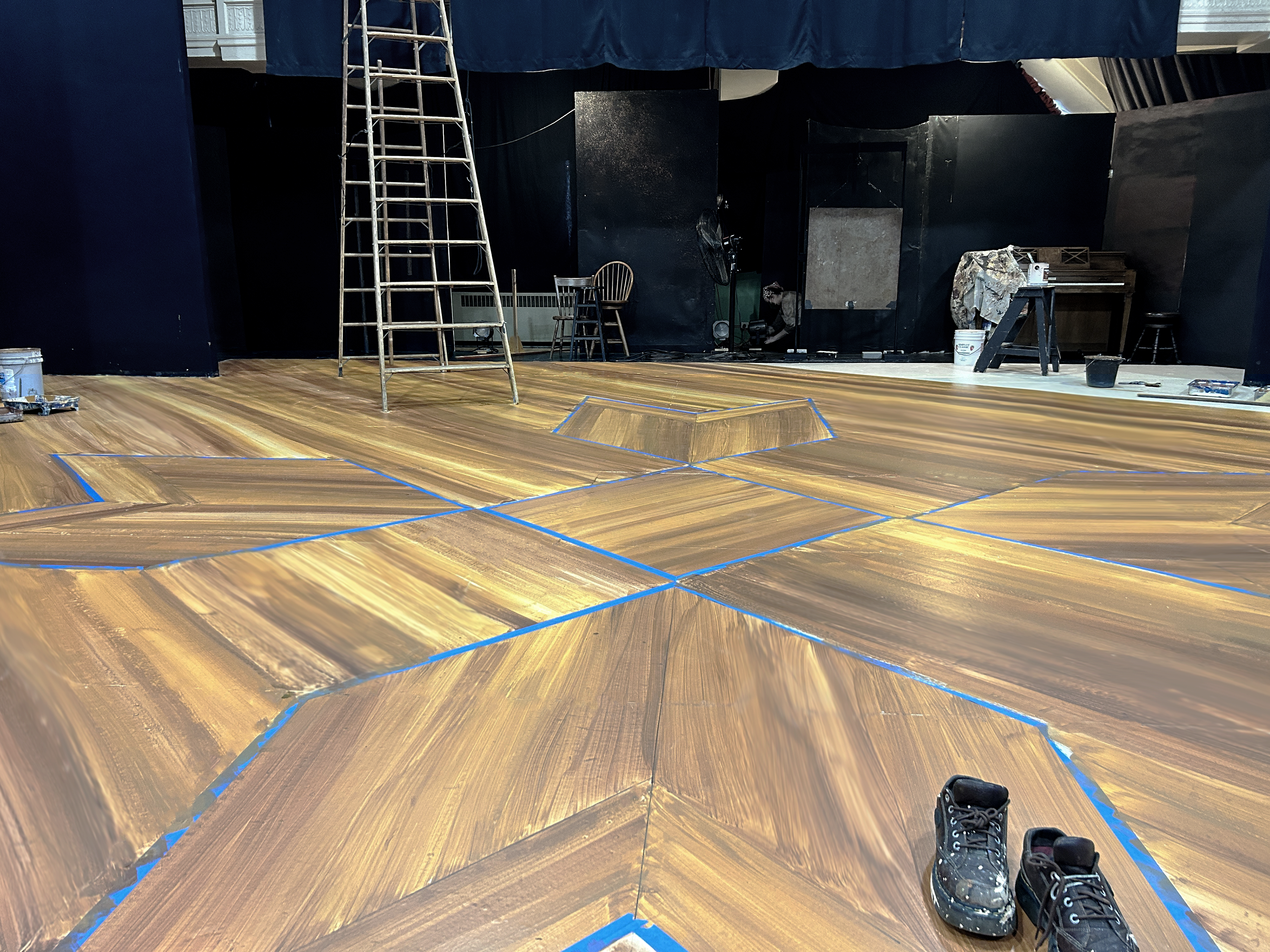 Scenic Painter for this Floor for Our Town at Lost Nation Theatre, completed during the course of 1 day with 2 painters. 