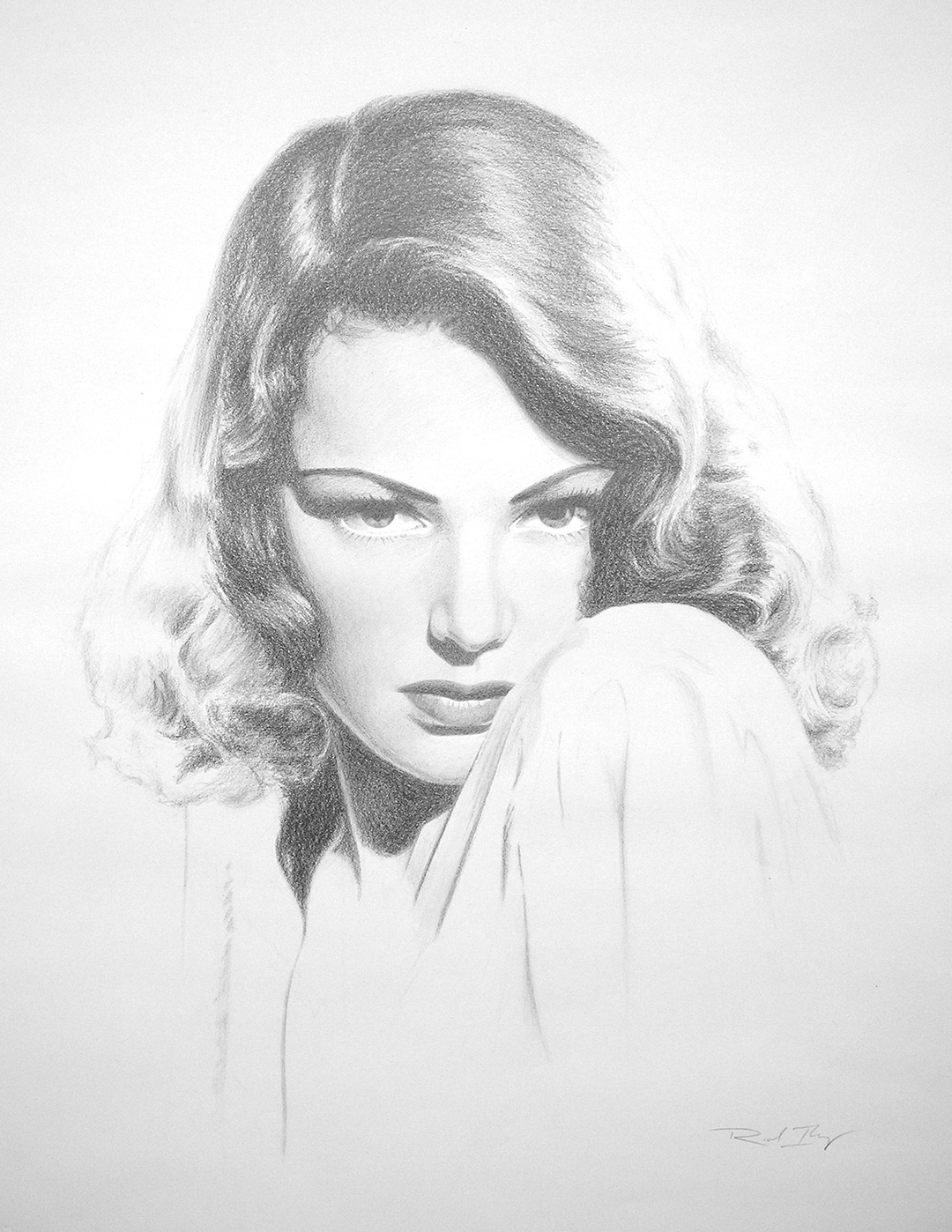 Portrait art of Hollywood actress Gene Tierney