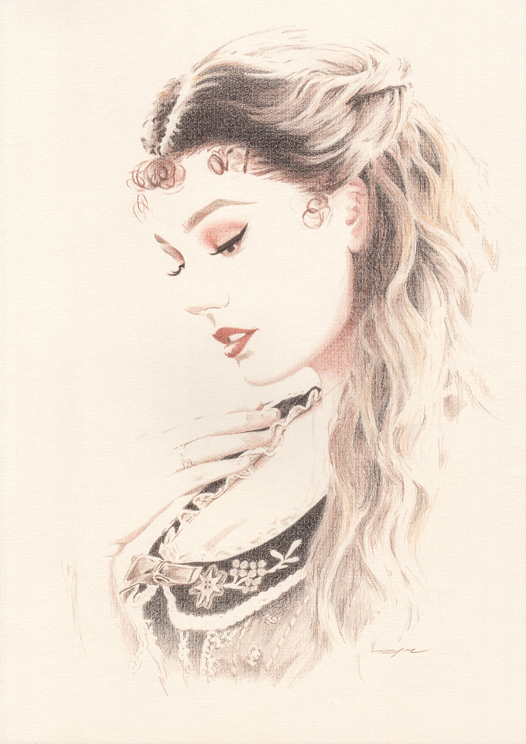 Portrait art of Australian stage actress Amy Manford