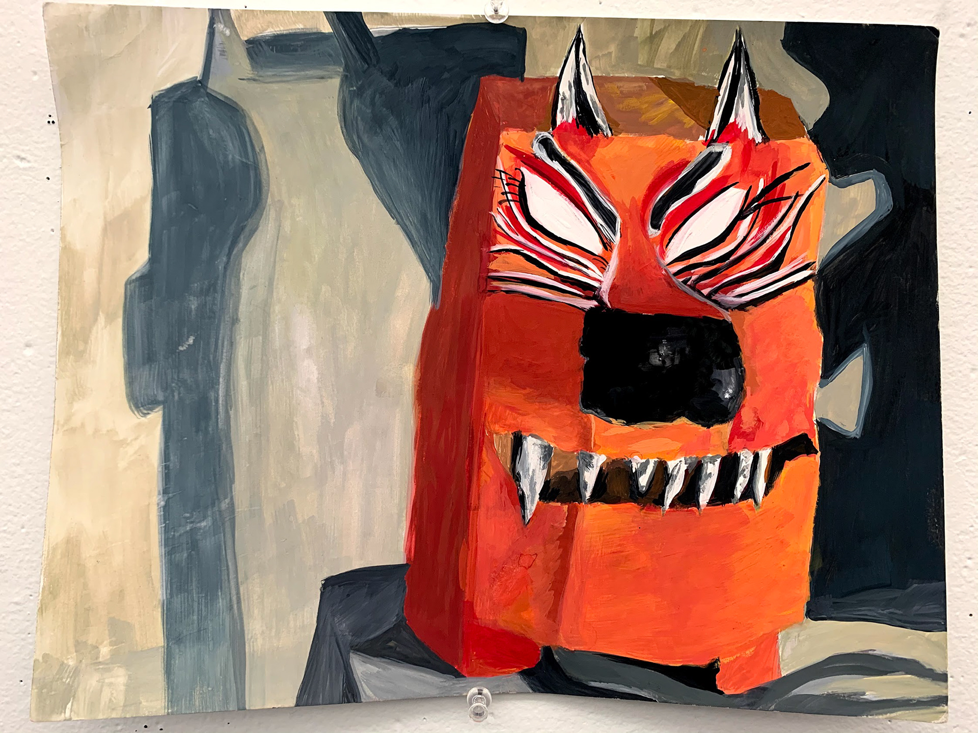 Portrait of Devil Mask. Gouache.