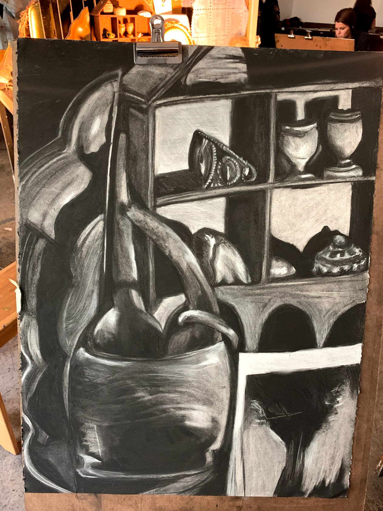 Drawing 1. Charcoal Still Life.