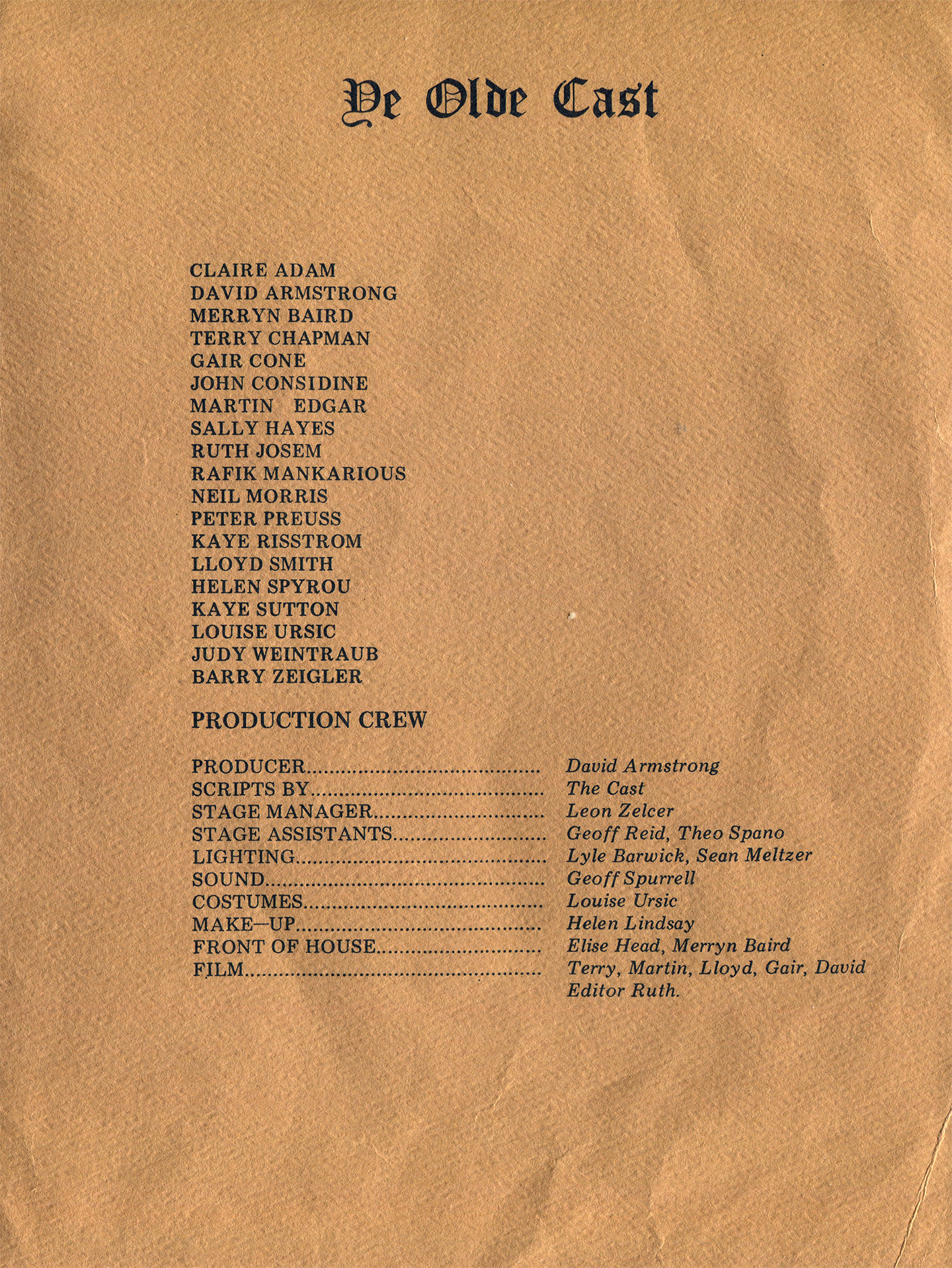 A Pain in the Arts program (1976)