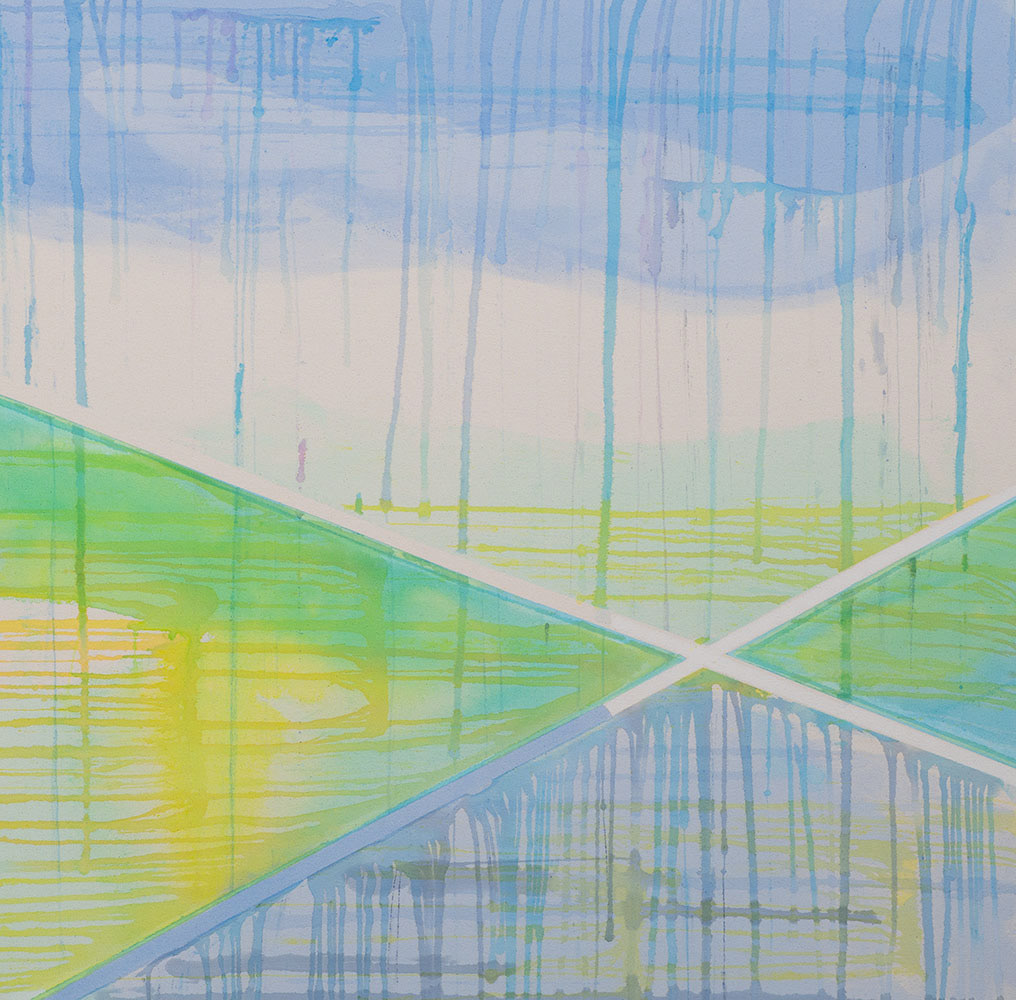 Rain in Spring, Acrylic on raw canvas, 44 x 44 inches