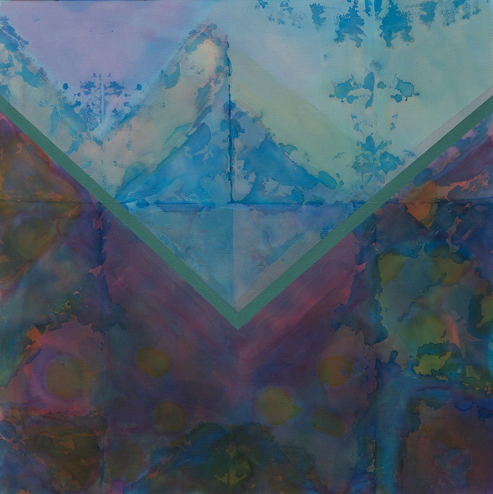 Blue Mountain, Acrylic on raw canvas, 43 x43 inches