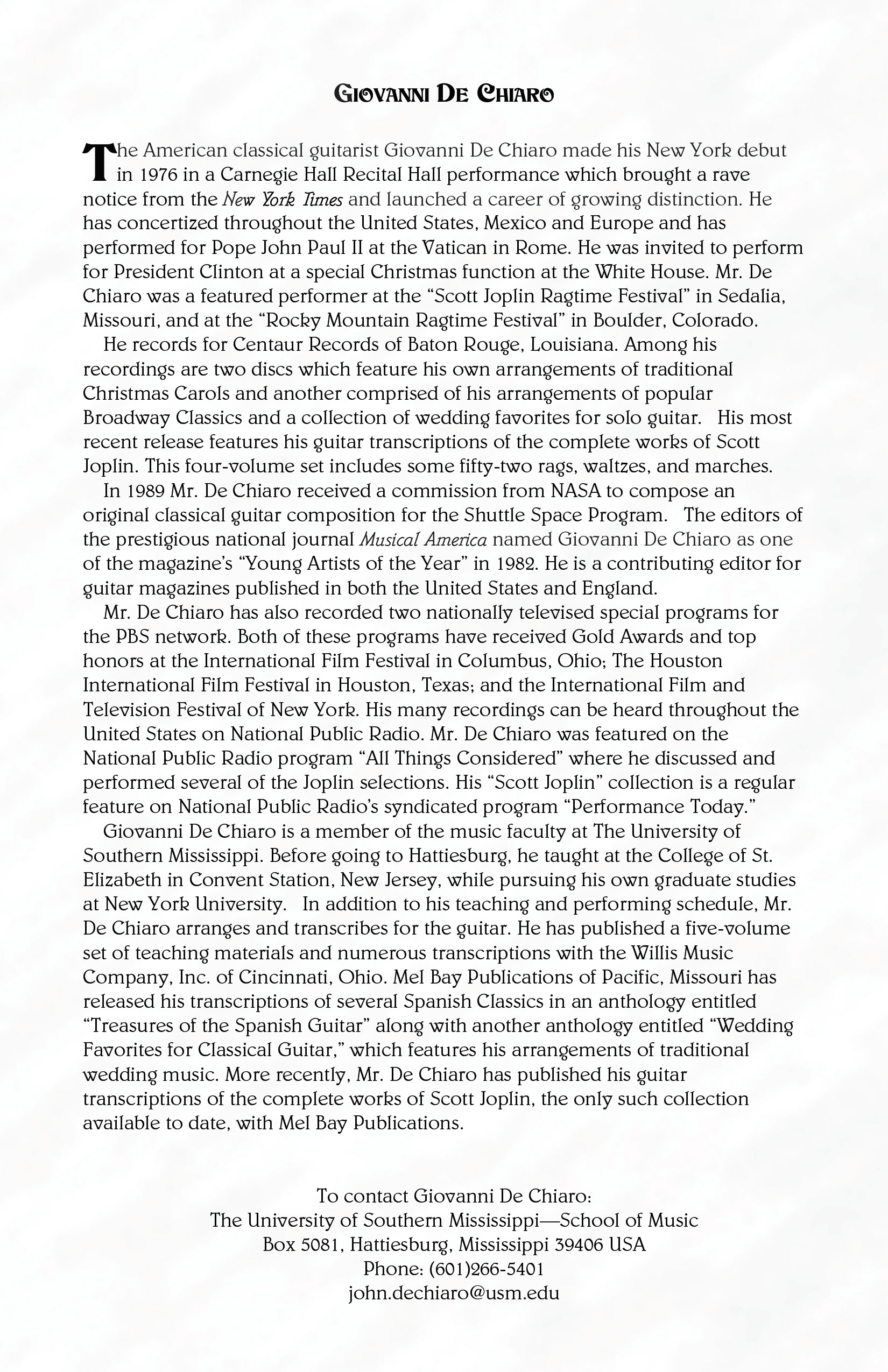 Page About De Chiaro