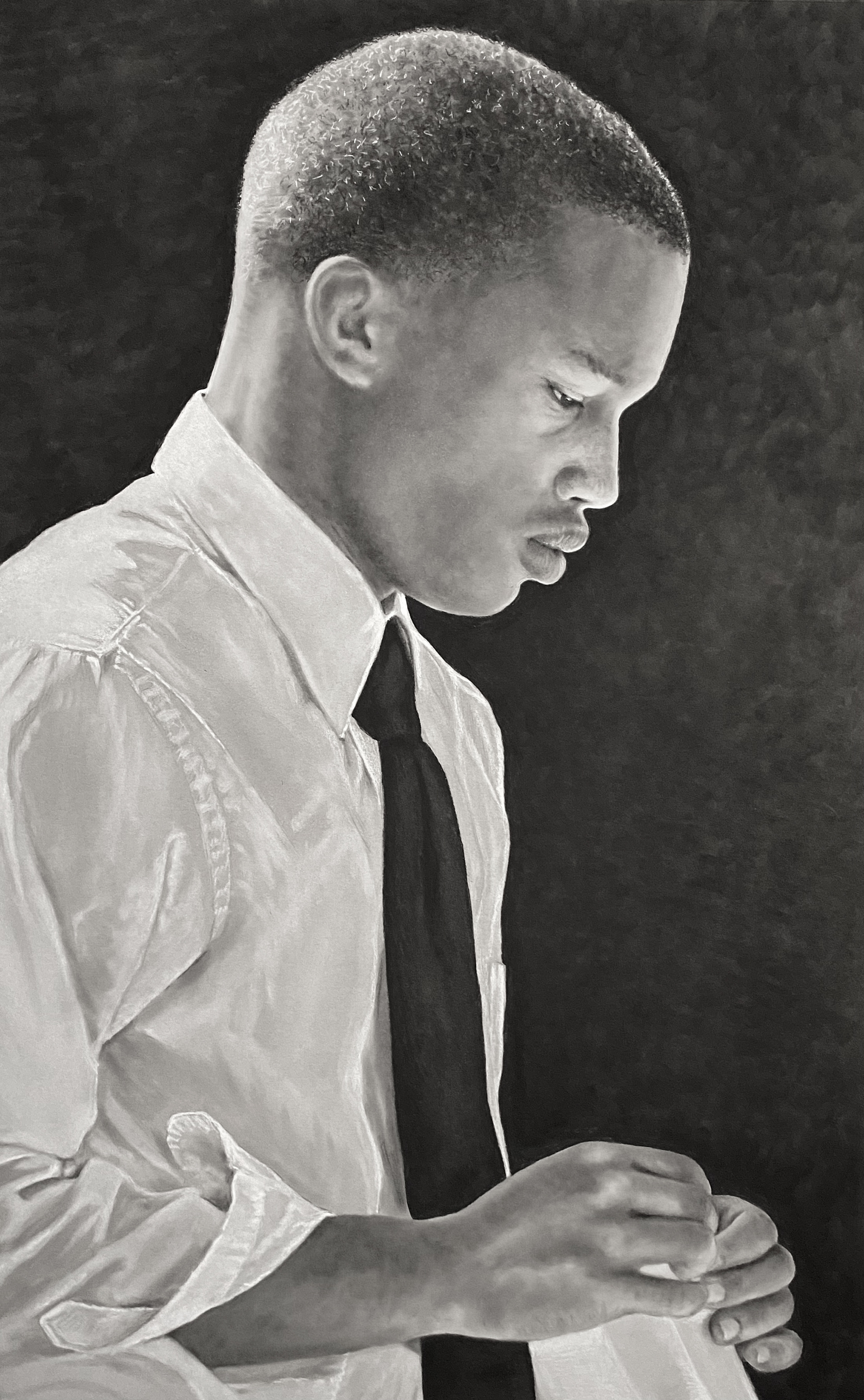 The Eulogy | Charcoal Pencil and PanPastel on Strathmore Toned Paper : 34x25" : 2022 : Professionally framed with archival matting and museum glass $5,200 | Available | Prints Available 