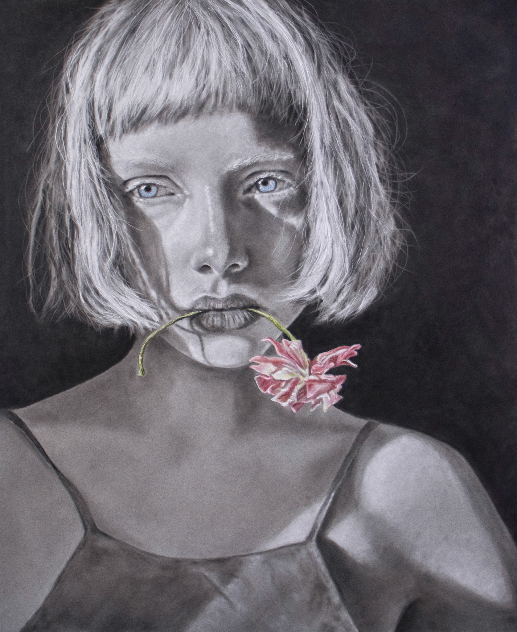 Flower Girl | Pan Pastel, Charcoal and Pastel Pencils on Toned Paper : 22x18" : 2021 :  | SOLD | Prints Available
