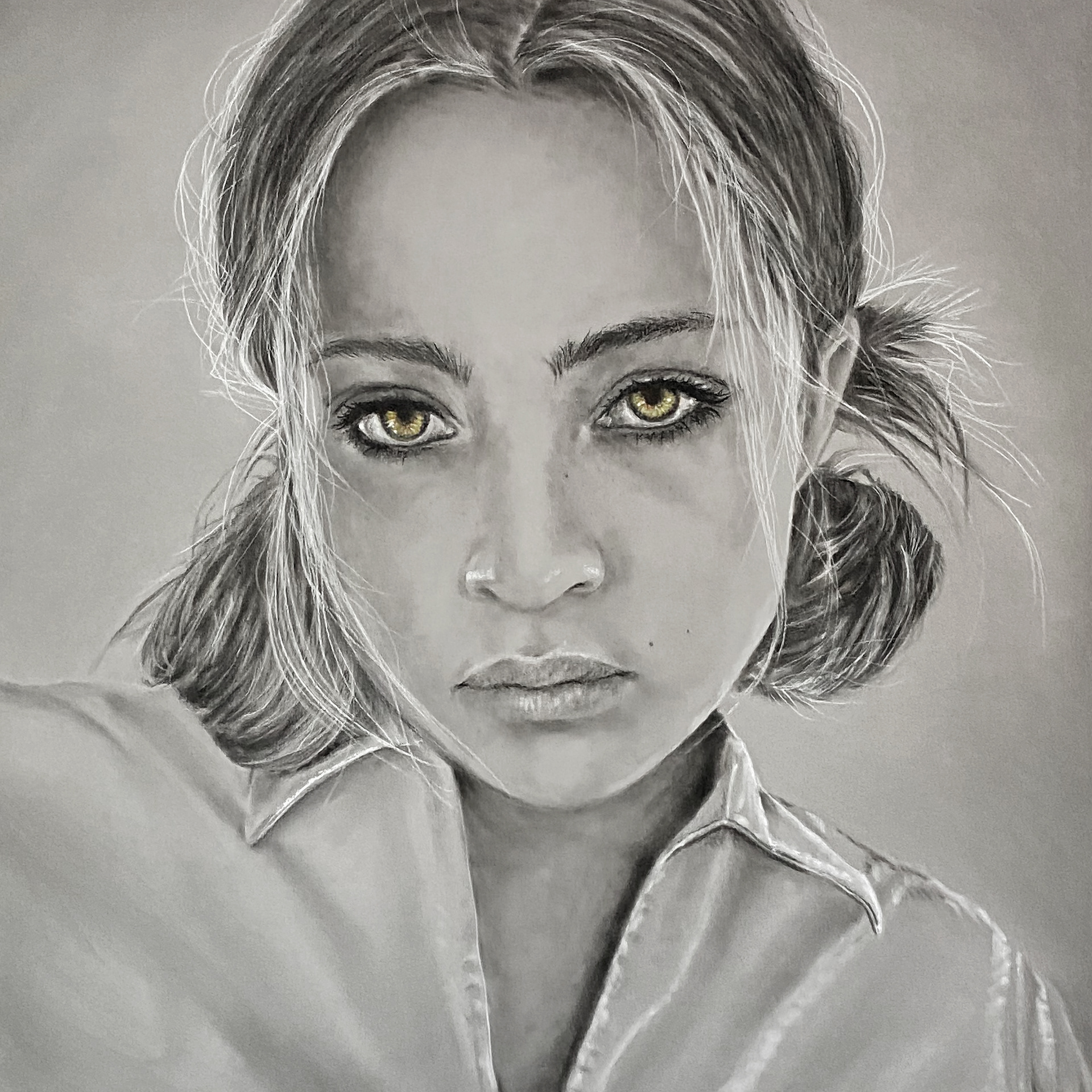 Zayne | Charcoal Pencil and PanPastel on Strathmore Toned Paper : 27x27" : 2022 : Professionally framed with archival matting and museum glass $2,000 | Available | Prints Available