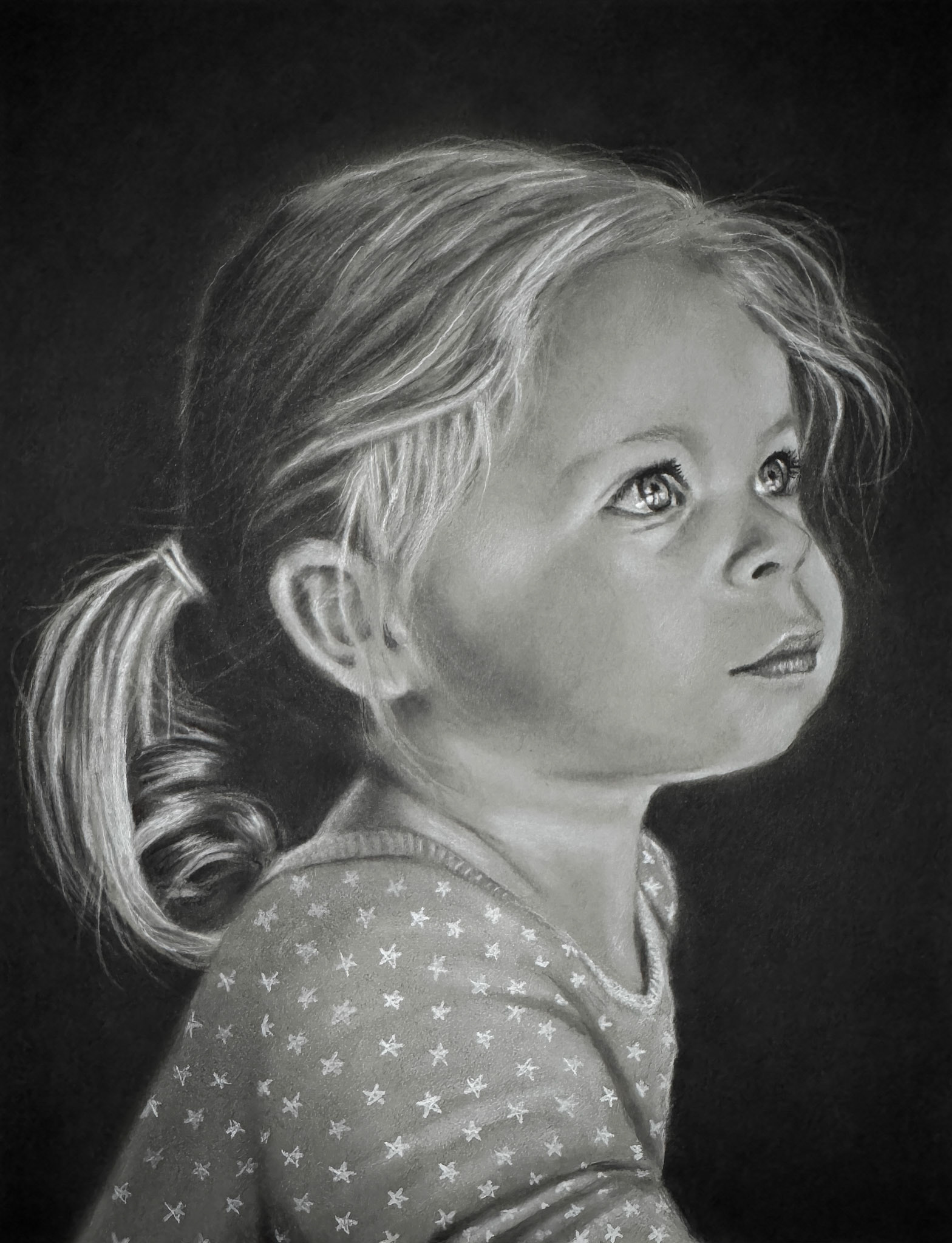 Little Star | Charcoal Pencil and PanPastel on Strathmore Toned Paper : Unframed Size 11x9” : 2025 : SOLD | Private Collection | Inquire for Prints