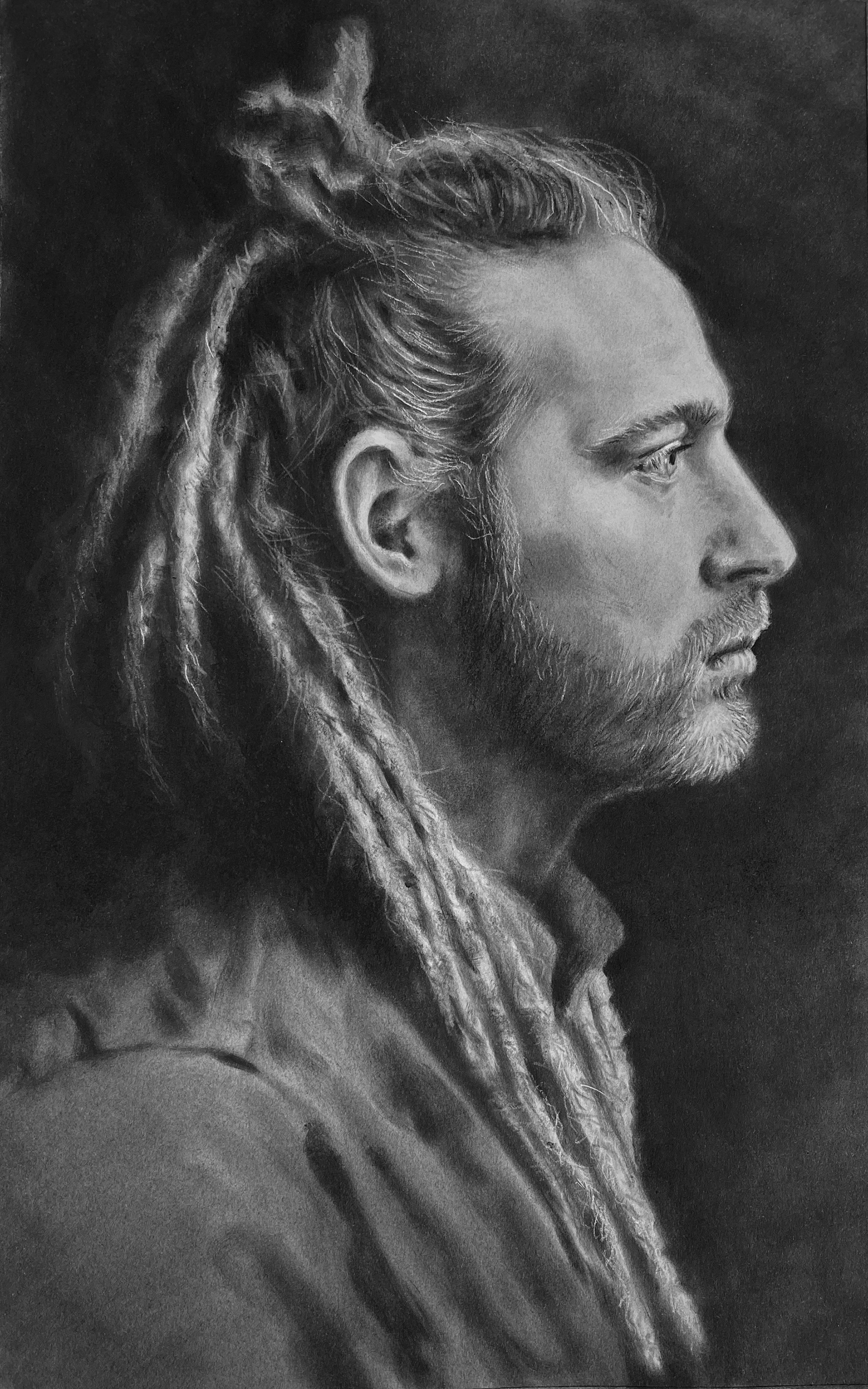 Karsten | Charcoal Pencil and PanPastel on Strathmore Toned Paper : 24x19” : 2023 : Professionally framed with archival matting and museum glass $1,600 | Original Available | Prints Available