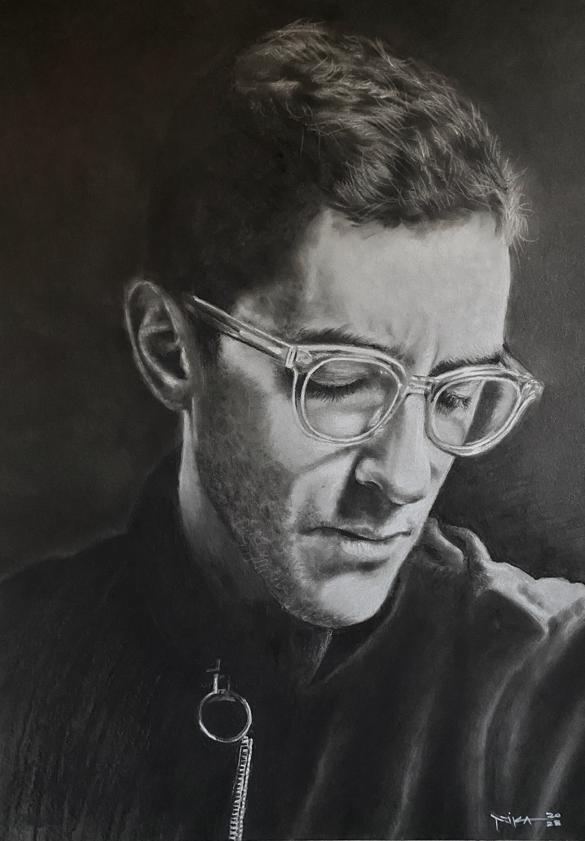 Never Have I Ever | Online lesson available that shows how to create this portrait from start to finish (See Workshops Page or message for more info | Charcoal Pencil and PanPastel on Strathmore Toned Paper : 24x20” : 2023 : Professionally framed with archival matting and museum glass $1,600 | Original Available | Inquire for Prints