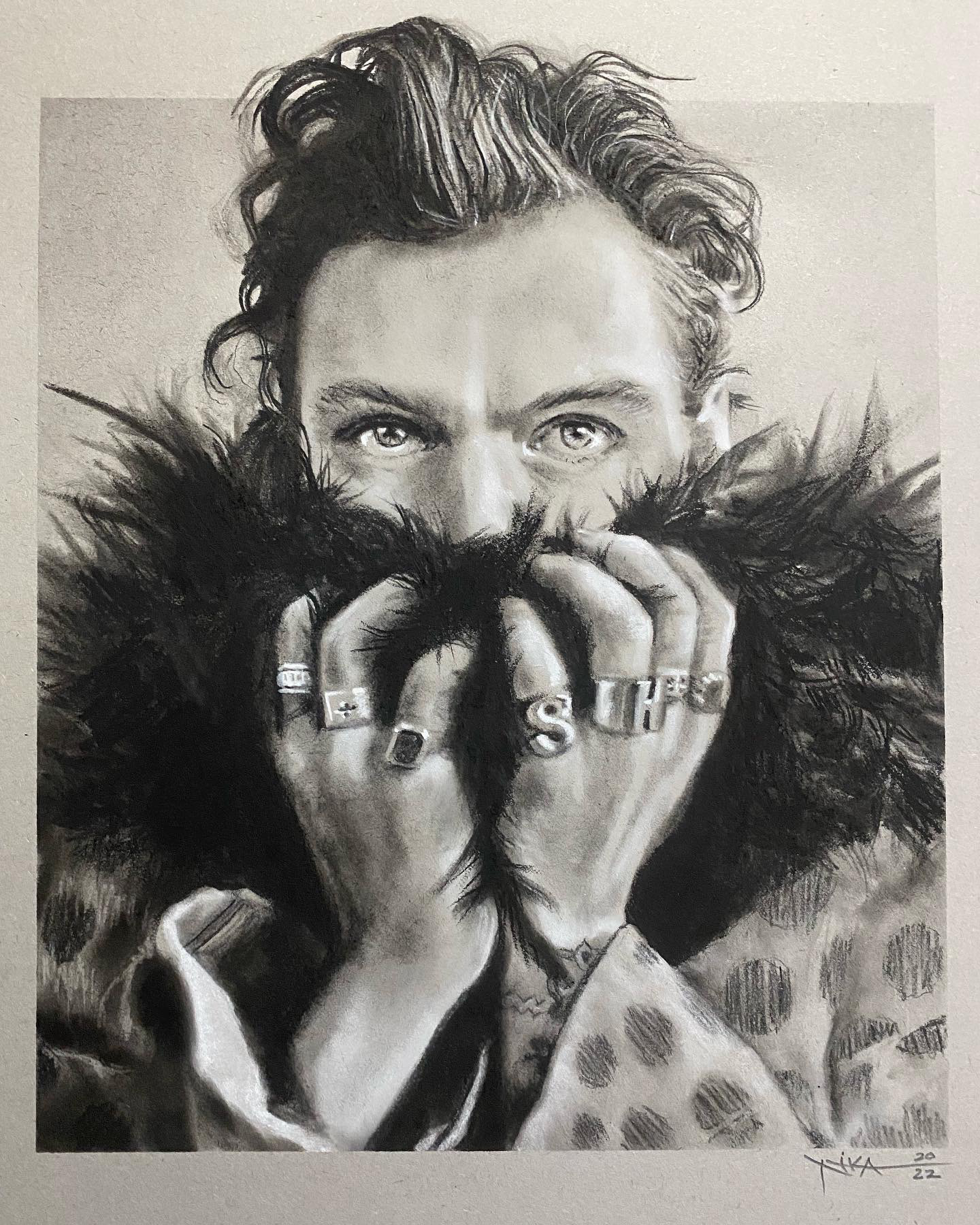 Wild About Harry | Charcoal Pencil and PanPastel on Strathmore Toned Paper : 19x17” : 2022 | Professionally framed with archival matting and museum glass $1,400 | Original Available | Prints Available