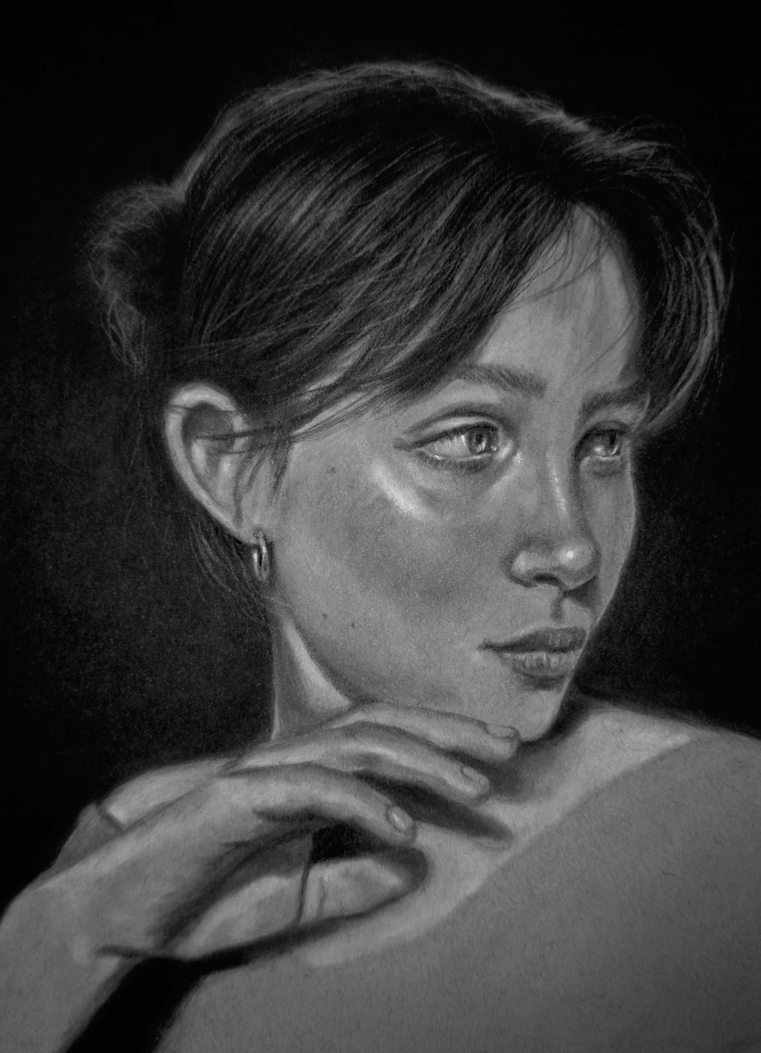 Light of the Moon | Charcoal Pencil and PanPastel on Strathmore Toned Paper : Unframed Size 11x9” : 2025 : $600 | Original Available | Inquire for Prints