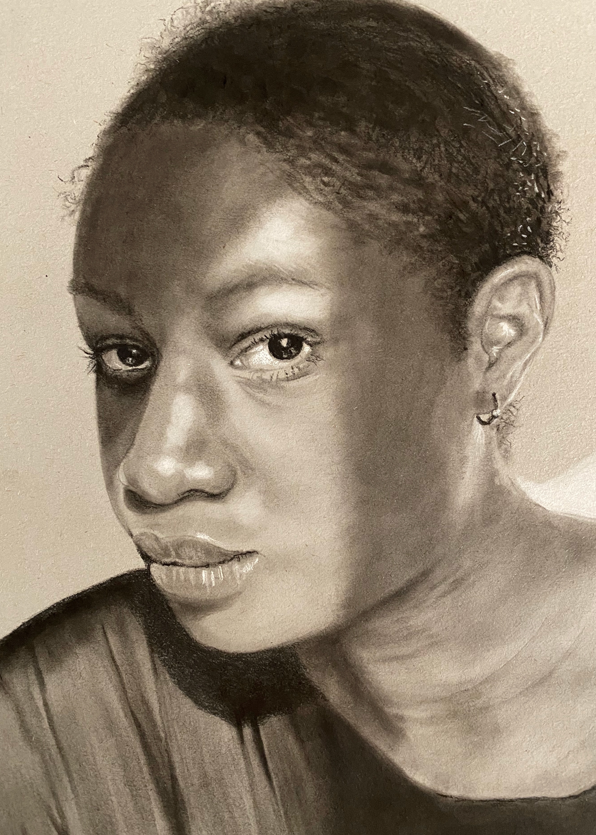 See Through | Charcoal Pencil and PanPastel on Strathmore Toned Paper : Unframed Size 11x9” : 2023 : $600 | Original Available | Inquire for Prints
