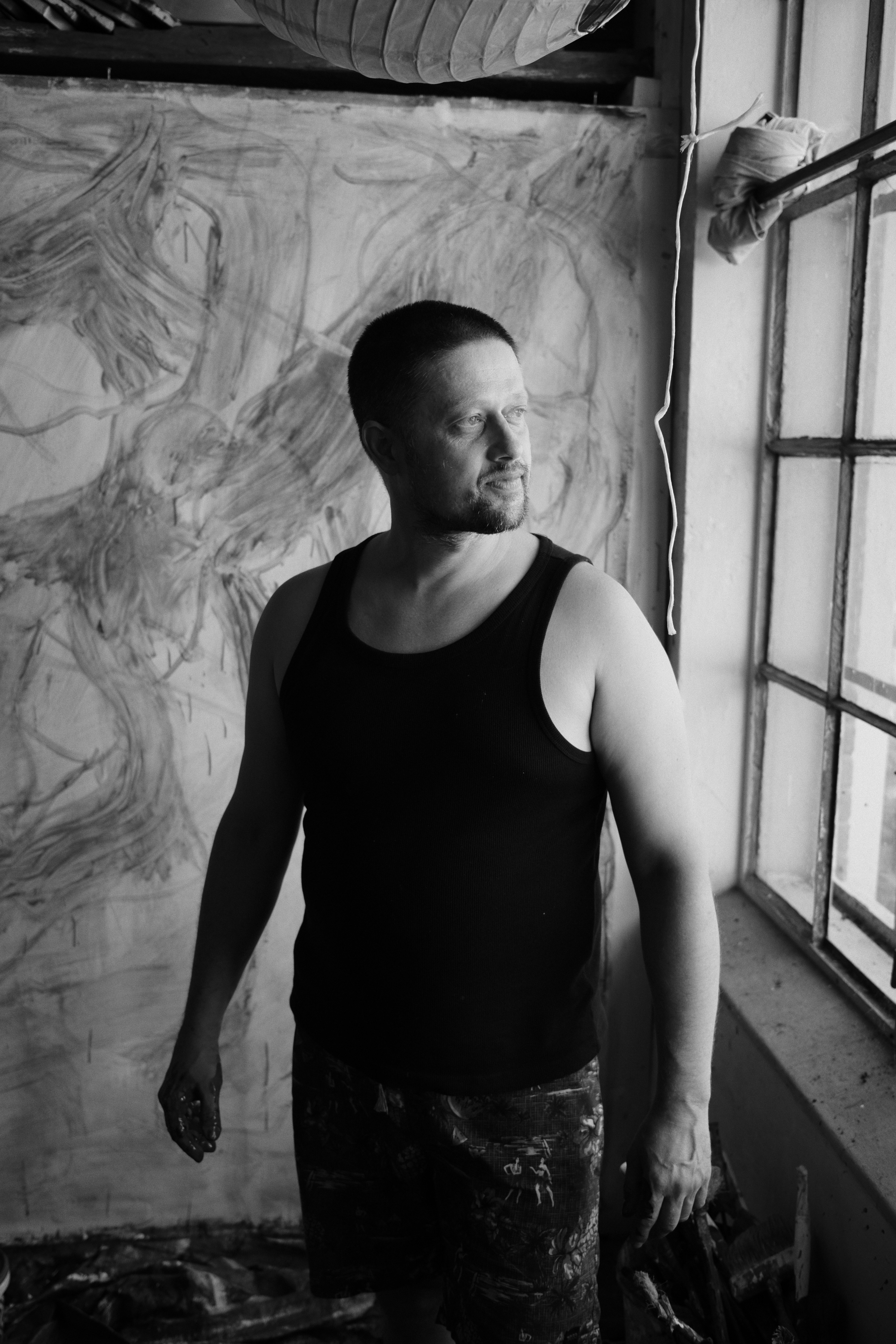 Steven at his art studio in Christiania. Copenhagen, Denmark 2024.
