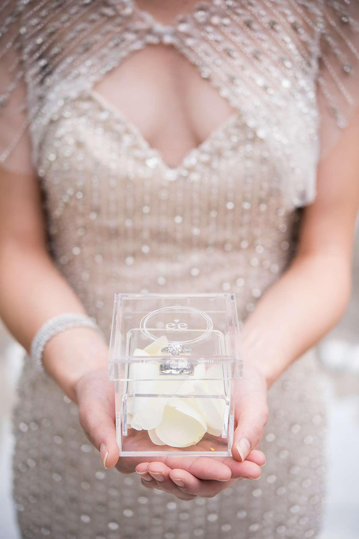 Acrylic Ring Box with Monogram Simplicity Laser Etching - ©Weddingstar Inc - www.weddingstar.com