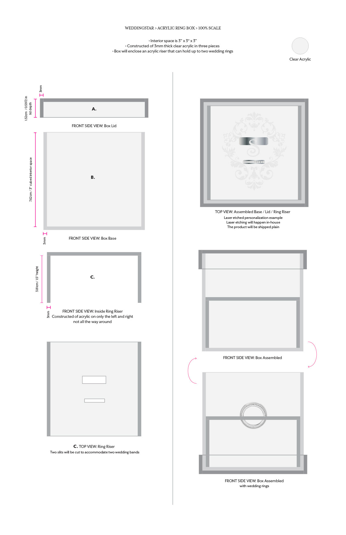 Acrylic Ring Box Design / Original Design Concept - ©Weddingstar Inc - www.weddingstar.com