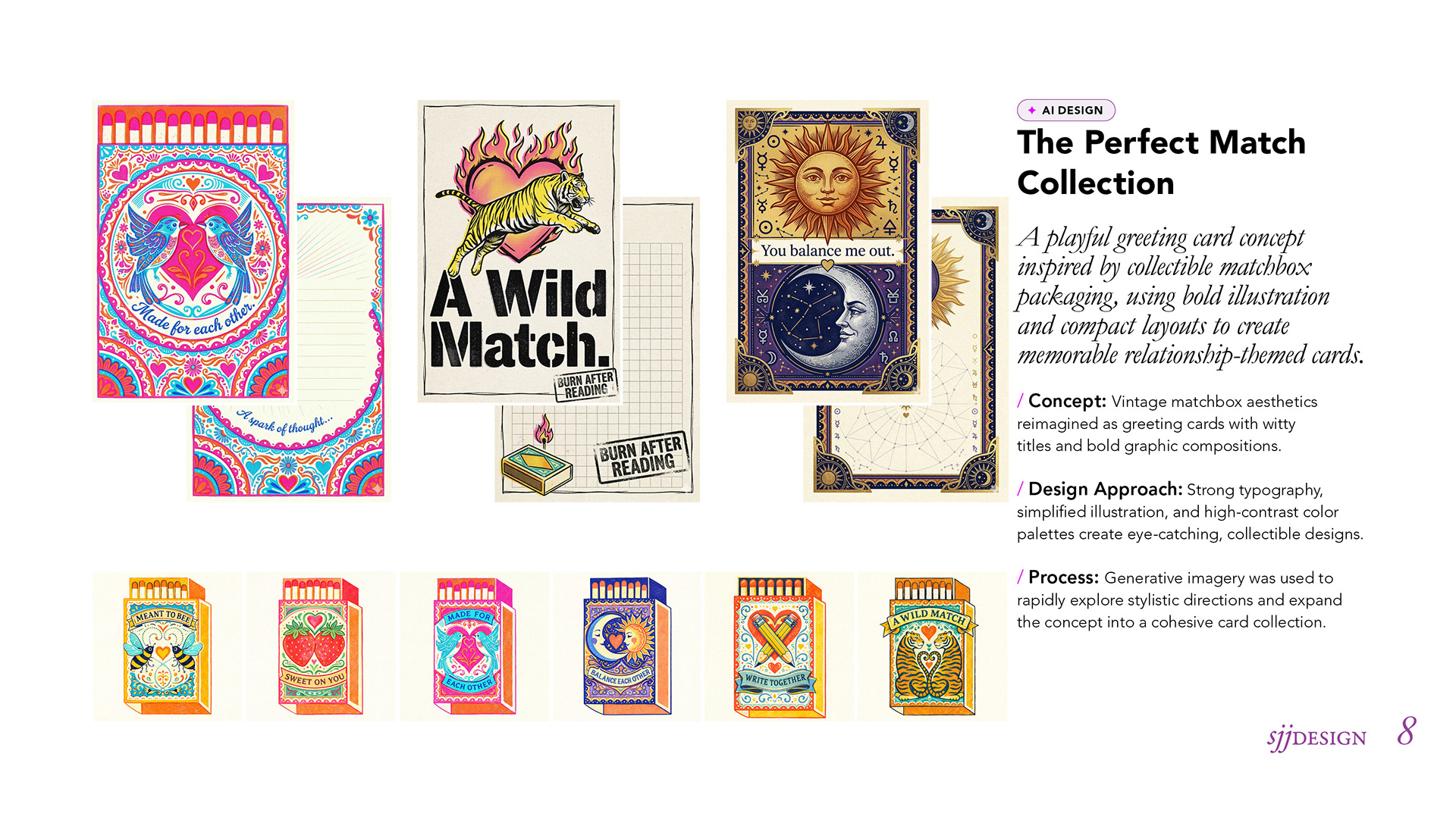 Vintage matchbox label stationery design by sjjdesign featuring bold illustrated labels, retro typography and collectible print graphics.