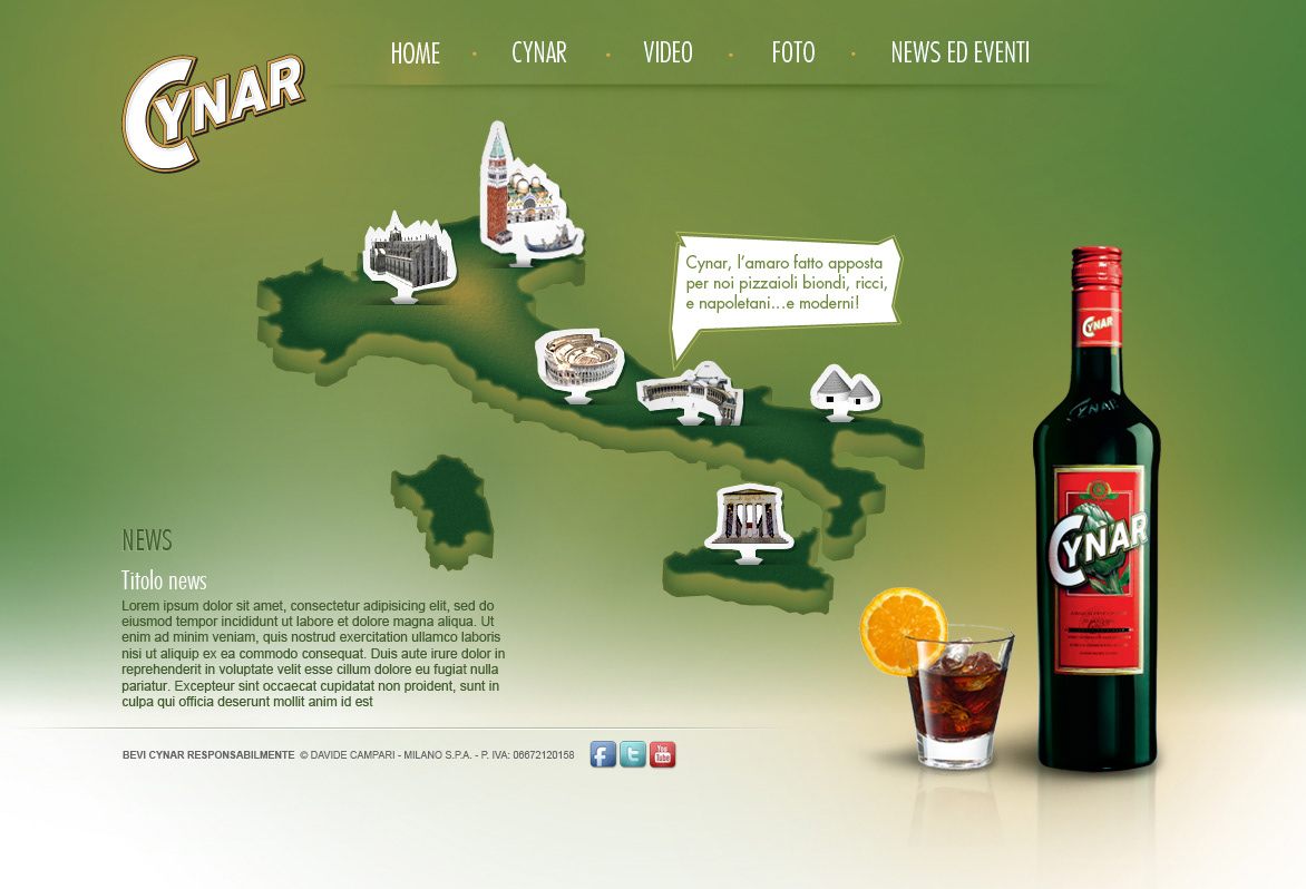 Collaborazione grafica per il progetto sito web - Cynar