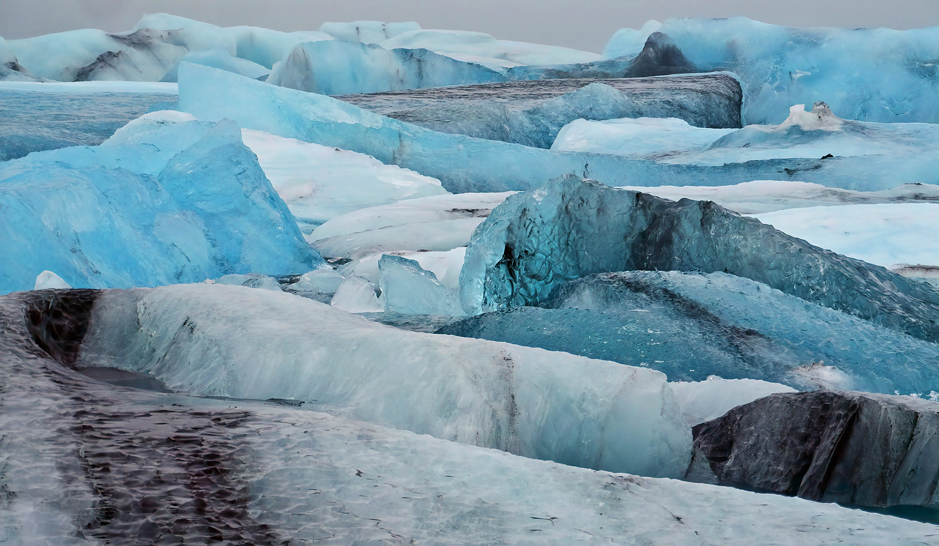 Incredible blue icebergs in Iceland