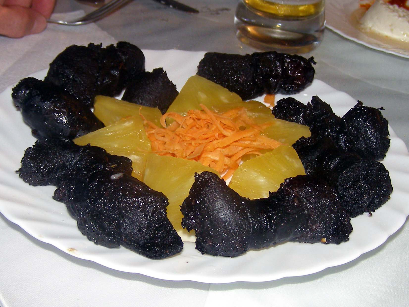 Blood pudding and pineapple